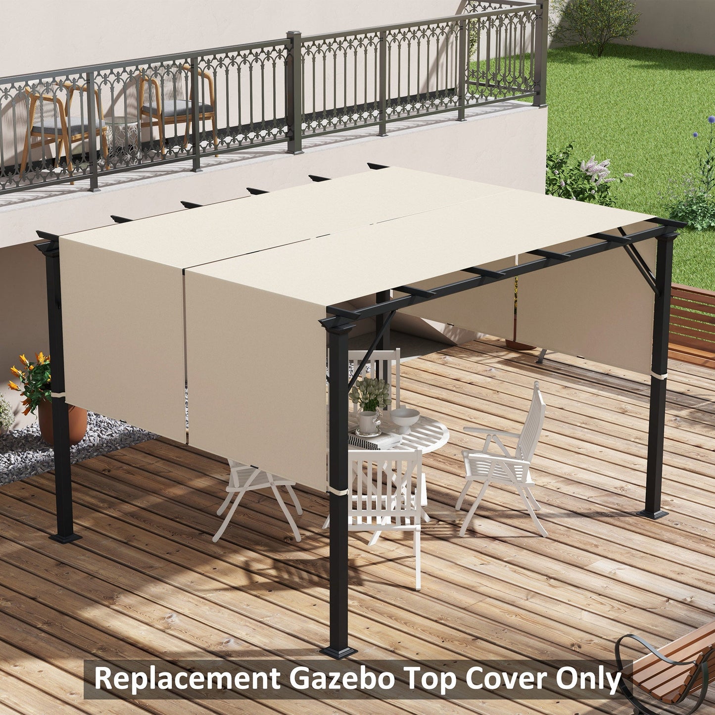 2 Pcs 16 x 4ft Pergola Canopy Replacement, UV Protection Pergola Shade Cover, Easy to Install, for 10 x 10ft Pergola, Cover ONLY, Khaki