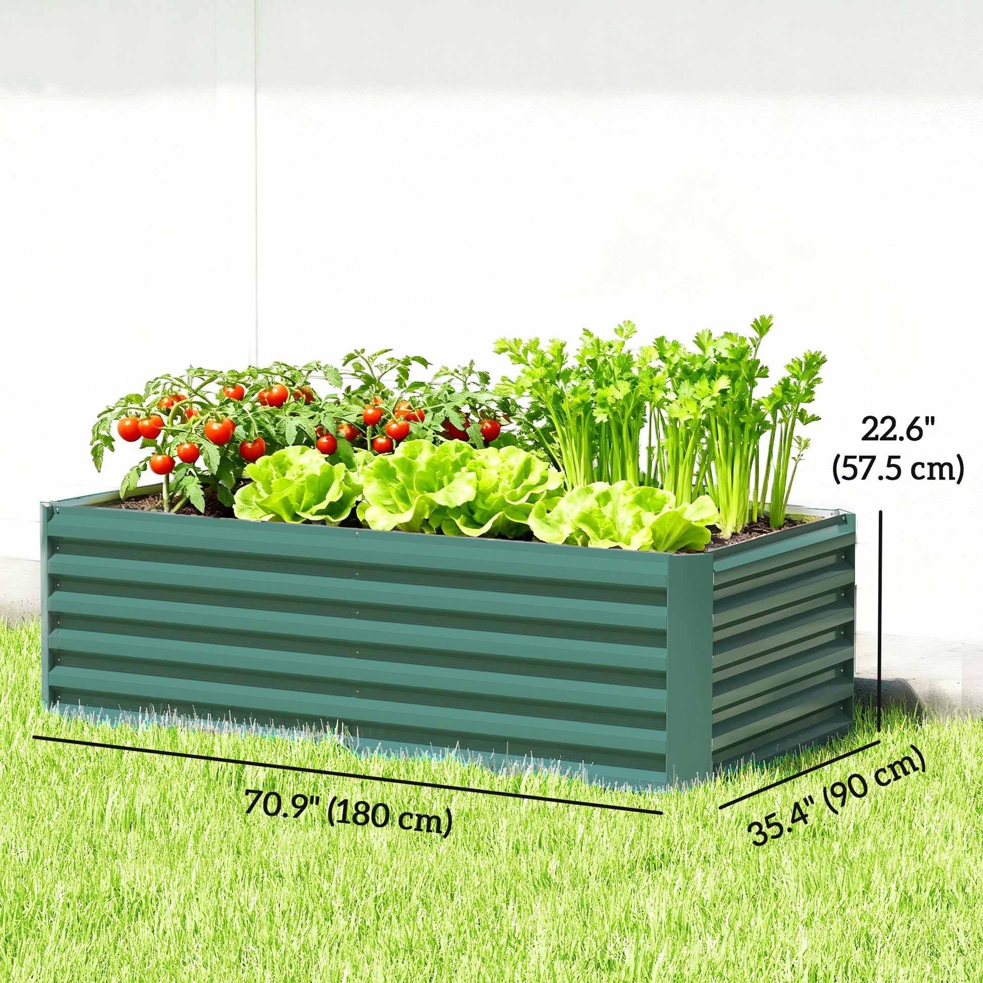 Galvanized Raised Garden Bed, 6' x 3' x 2' Outdoor Metal Planter Box, Standing Raised Bed for Growing Flowers, Herbs and Vegetables, Dark Green