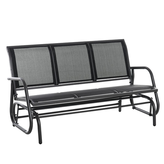 3-Seat Outdoor Glider Chair, Patio Glider Outdoor Rocking Chair with Steel Frame, Sling Fabric Seat for Garden, Backyard, Lawn, Black