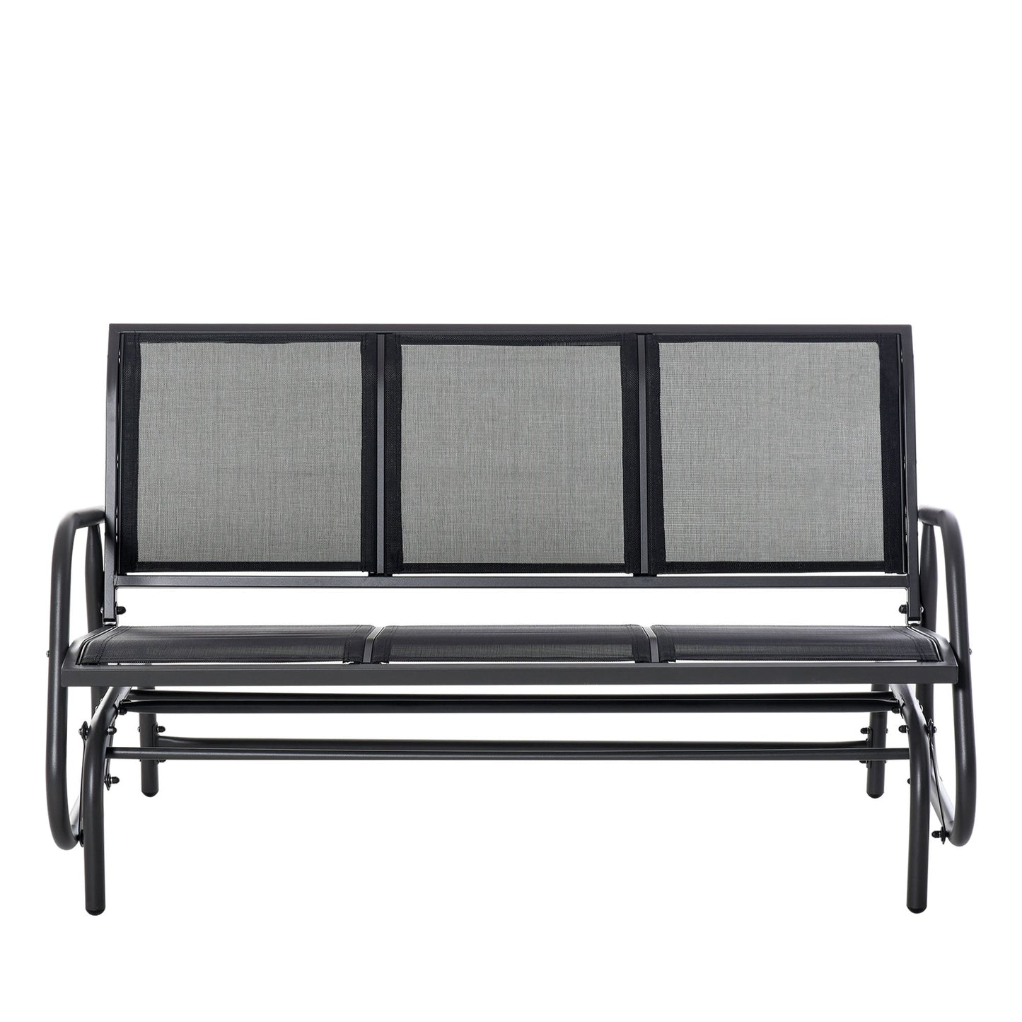 3-Seat Outdoor Glider Chair, Patio Glider Outdoor Rocking Chair with Steel Frame, Sling Fabric Seat for Garden, Backyard, Lawn, Black