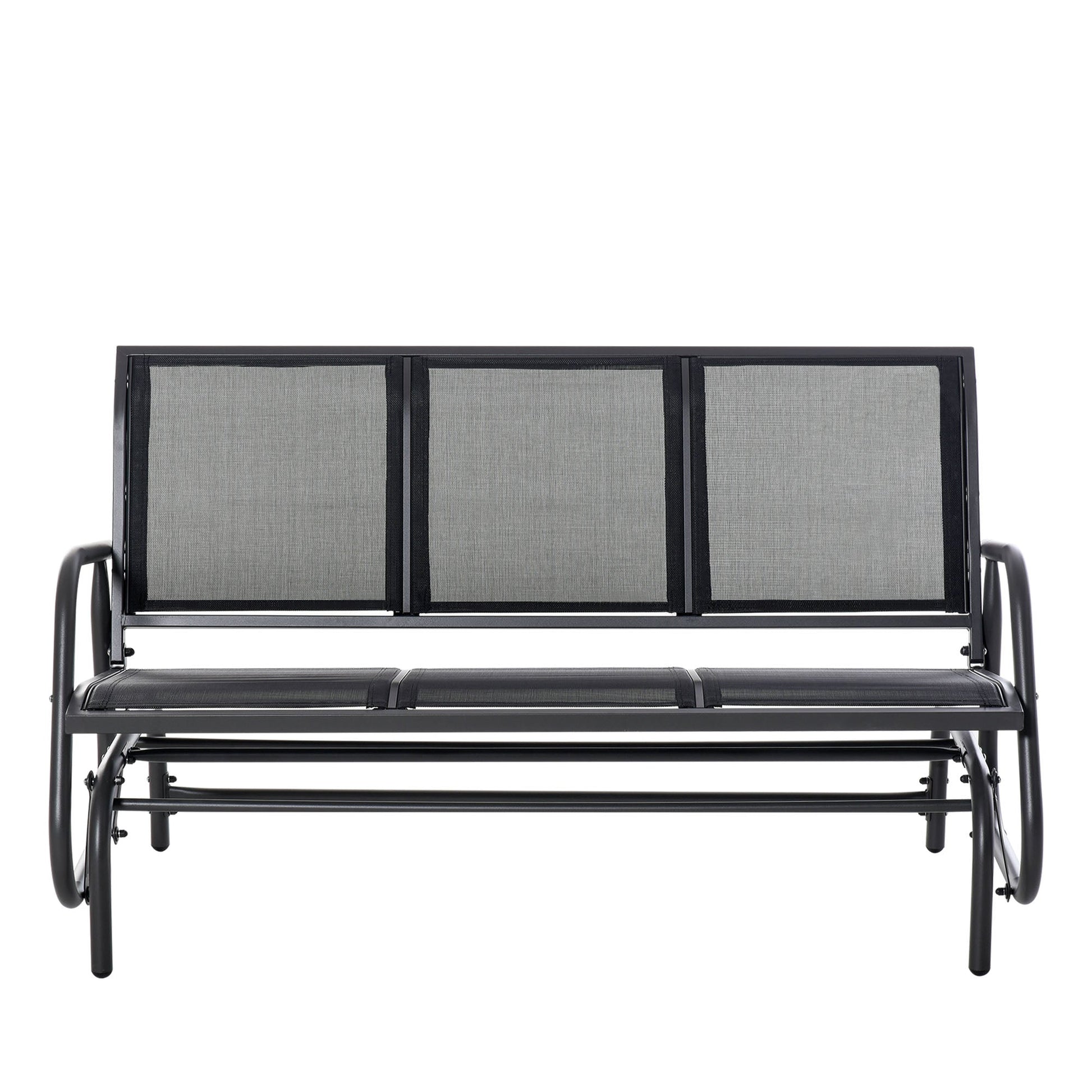 3-Seat Outdoor Glider Chair, Patio Glider Outdoor Rocking Chair with Steel Frame, Sling Fabric Seat for Garden, Backyard, Lawn, Black