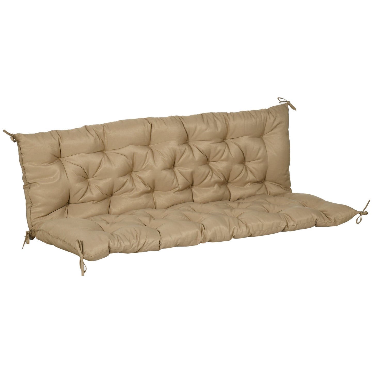 Porch Swing Cushion Garden Bench Cushion with Backrest, Non-Slip 3-Seater Thick Pad, Swing Chair Mat Replacement for Indoor and Outdoor, 59.1" x 38.6", Khaki