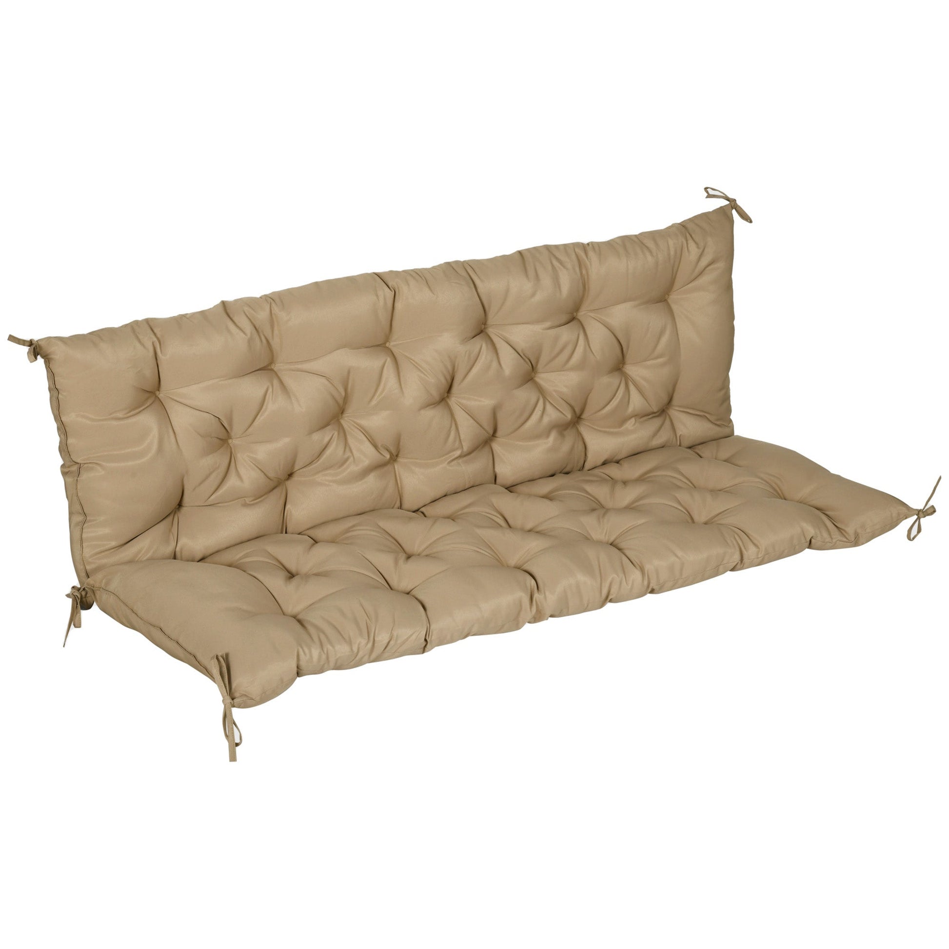 Porch Swing Cushion Garden Bench Cushion with Backrest, Non-Slip 3-Seater Thick Pad, Swing Chair Mat Replacement for Indoor and Outdoor, 59.1" x 38.6", Khaki
