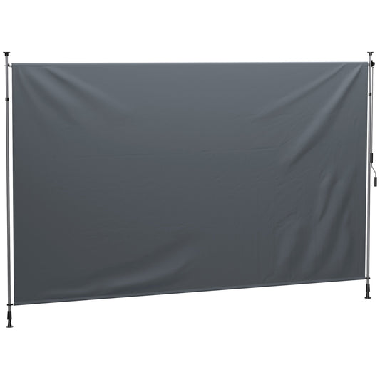 13' x 10' Retractable Patio Awning, Manual Outdoor Privacy Screen with UPF30+ & Water-Resistant Fabric for Patio, Balcony, Terrace, Pool, Dark Grey