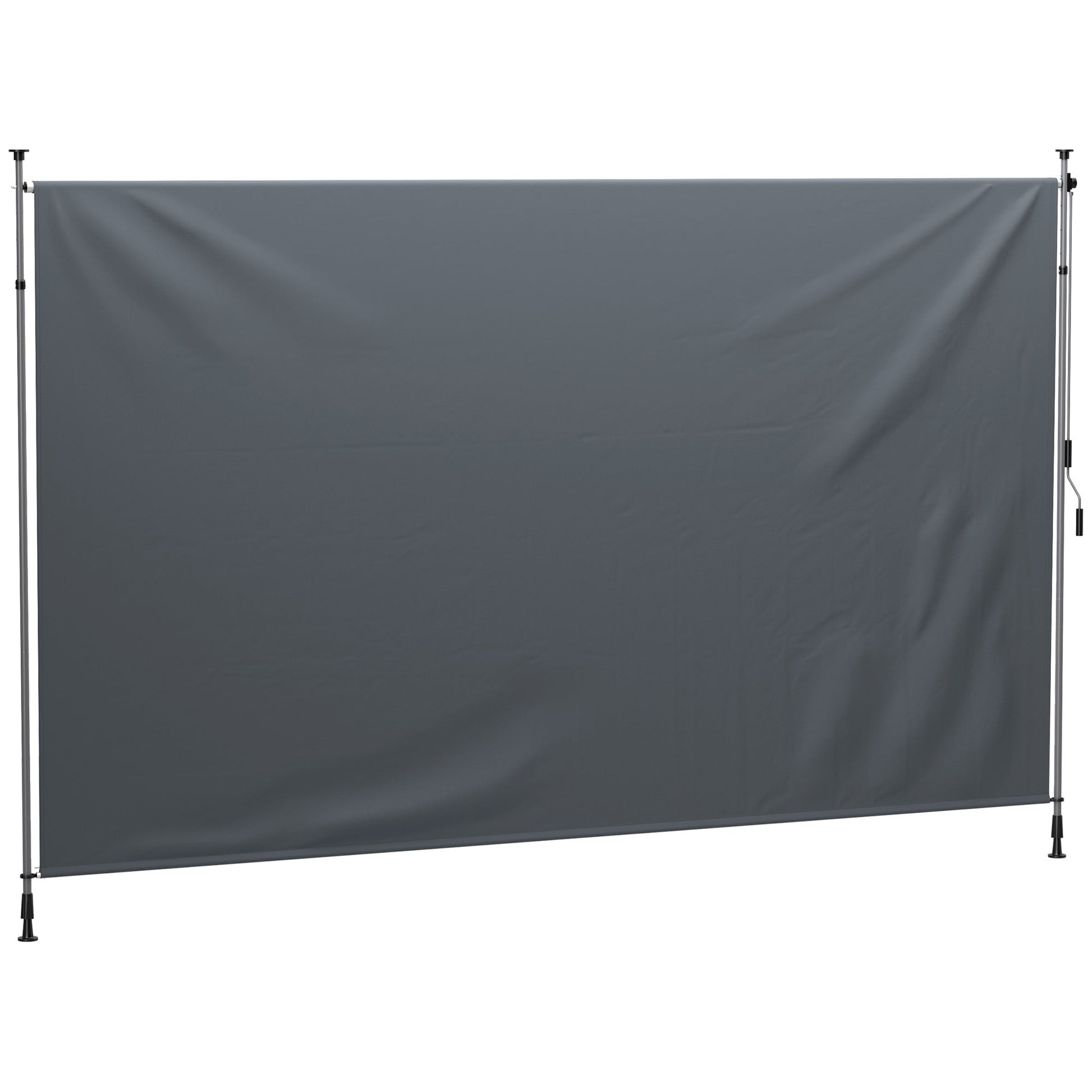 13' x 10' Retractable Patio Awning, Manual Outdoor Privacy Screen with UPF30+ & Water-Resistant Fabric for Patio, Balcony, Terrace, Pool, Dark Grey
