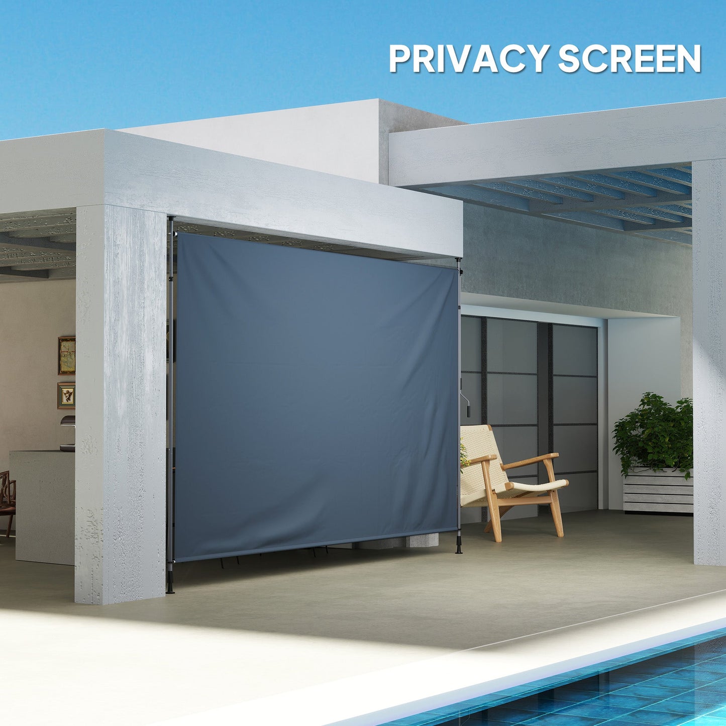 13' x 10' Retractable Patio Awning, Manual Outdoor Privacy Screen with UPF30+ & Water-Resistant Fabric for Patio, Balcony, Terrace, Pool, Dark Grey