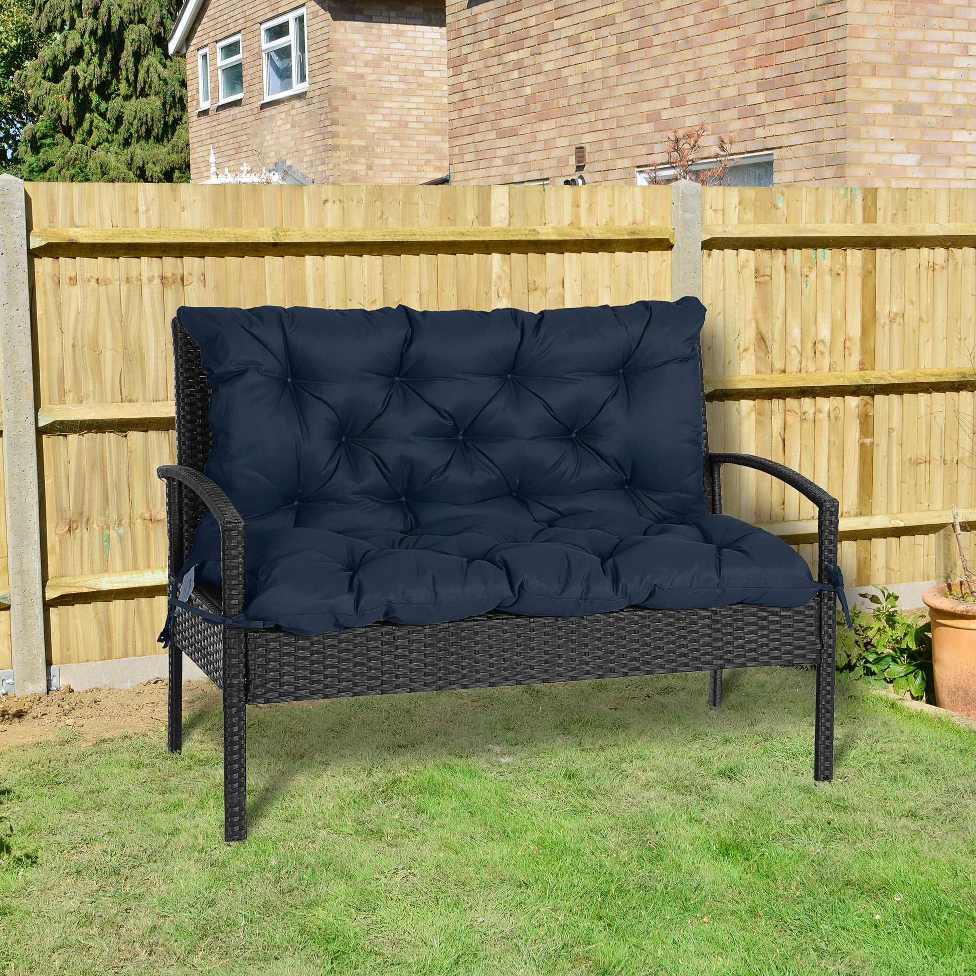 Porch Swing Cushion Garden Bench Cushion with Backrest, Non-Slip 2-Seater Thick Pad, Swing Chair Mat Replacement for Indoor and Outdoor, 39.4" x 38.6", Dark Blue
