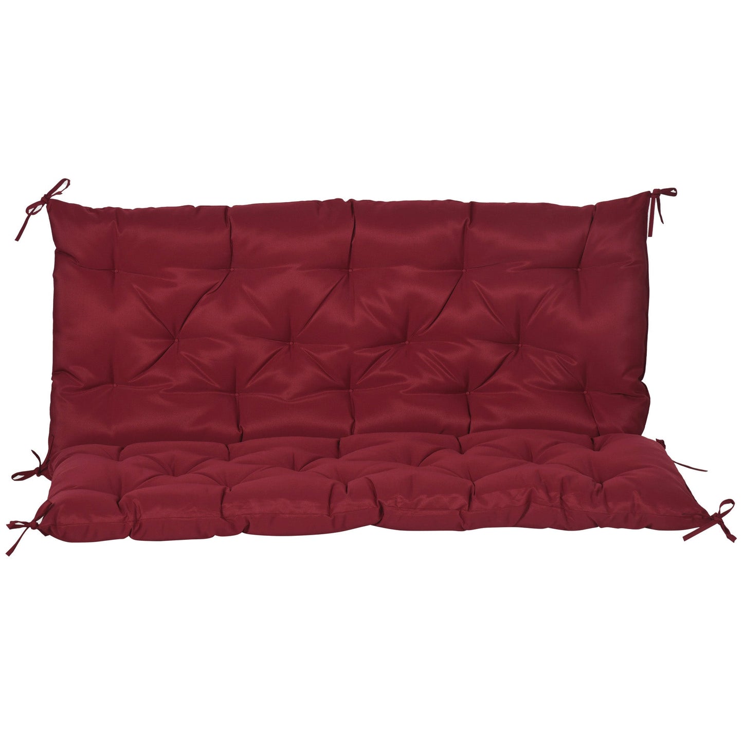 2 Seater Garden Bench Cushions, Thick Outdoor Non-Slip 2 Seater Soft Pad With Backrest for Garden Patio, 47" x 43" x 5", Wine Red