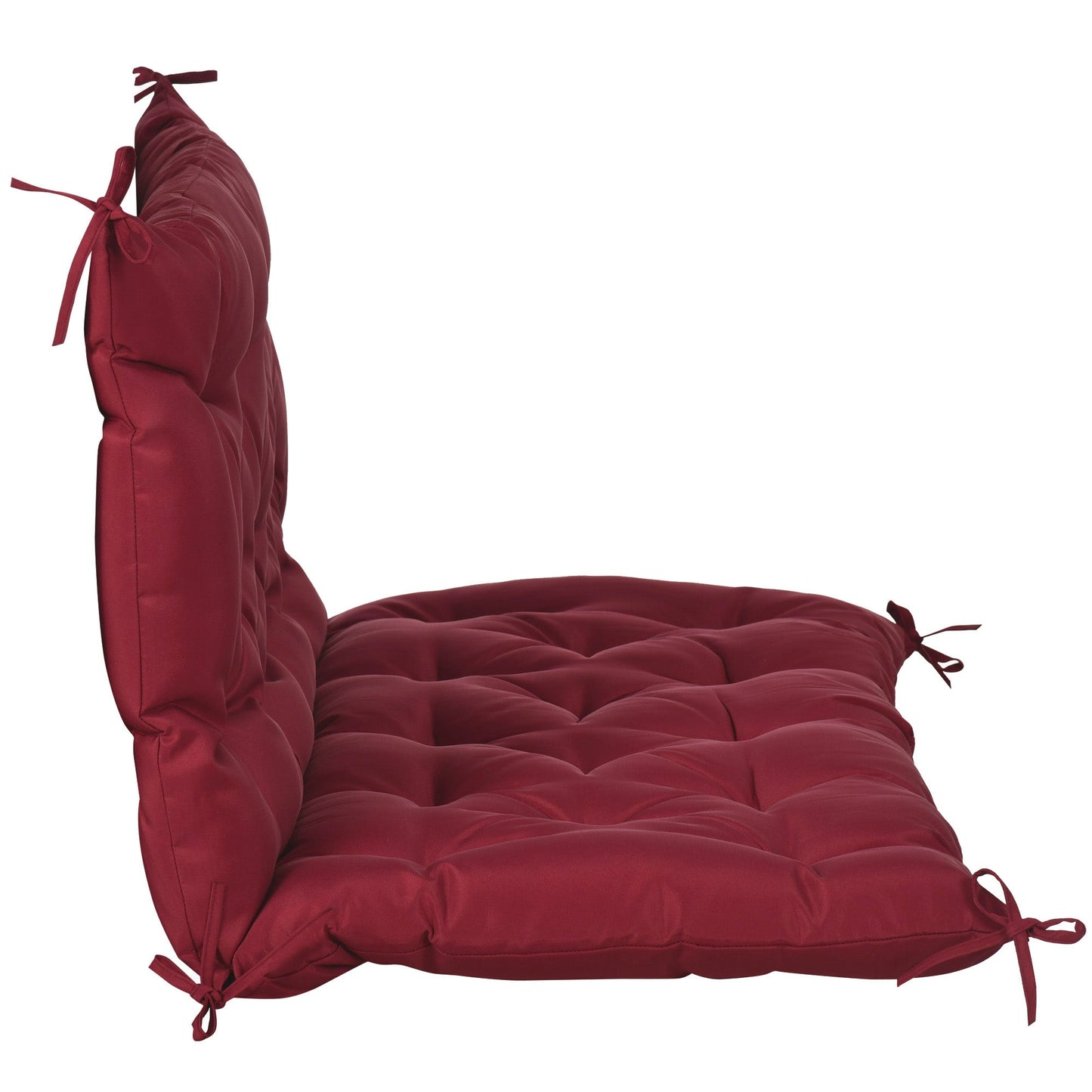 2 Seater Garden Bench Cushions, Thick Outdoor Non-Slip 2 Seater Soft Pad With Backrest for Garden Patio, 47" x 43" x 5", Wine Red