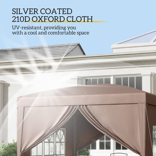 10'x10' Outdoor Pop Up Party Tent Gazebo Canopy with Carrying Bag (Coffee)