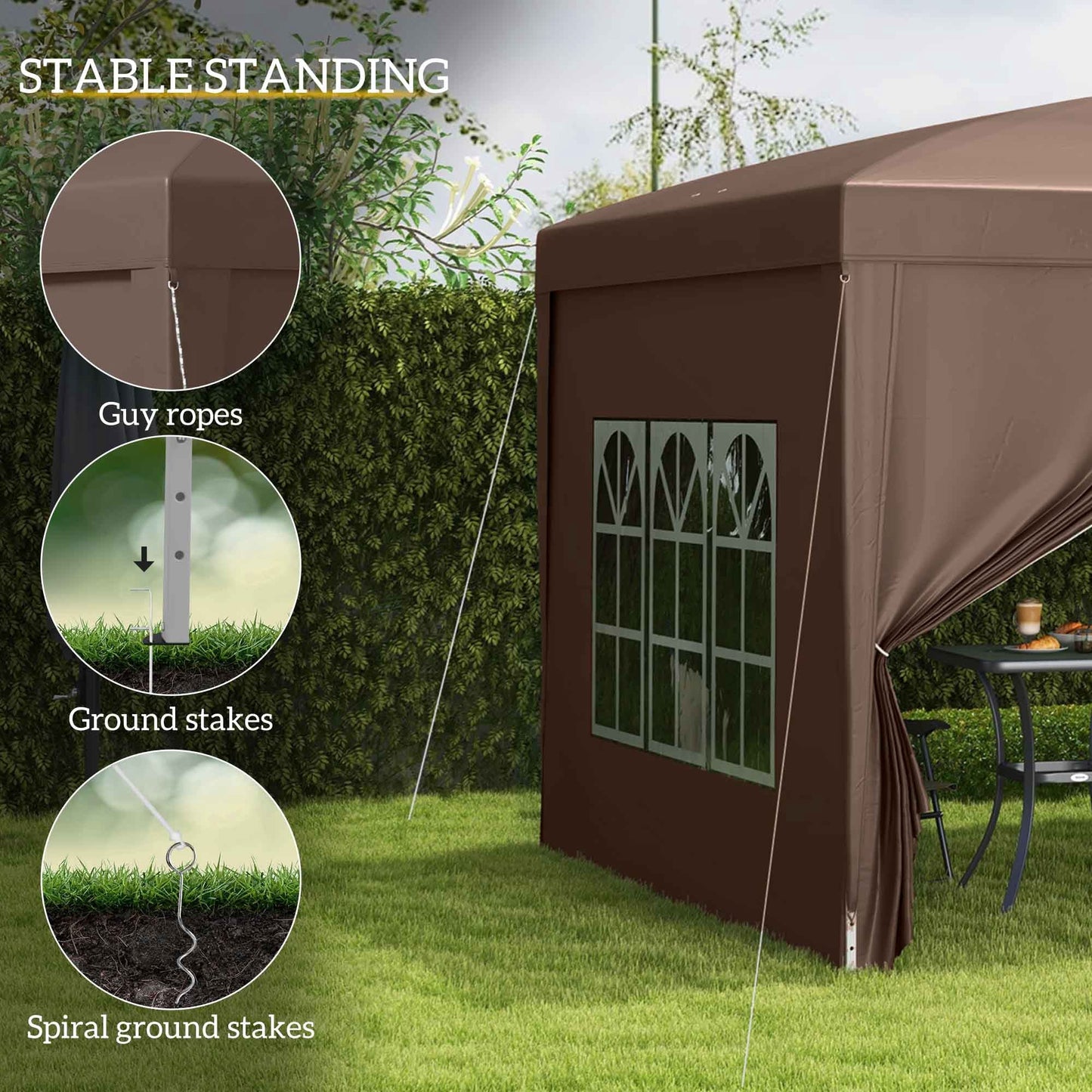 10'x10' Outdoor Pop Up Party Tent Gazebo Canopy with Carrying Bag (Coffee)