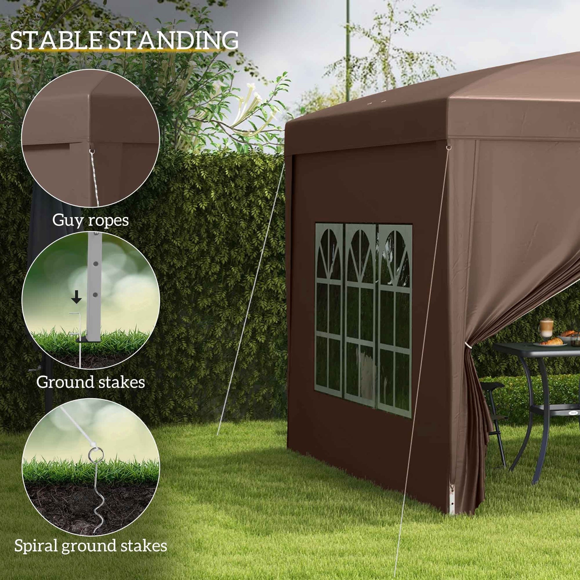 10'x10' Outdoor Pop Up Party Tent Gazebo Canopy with Carrying Bag (Coffee)