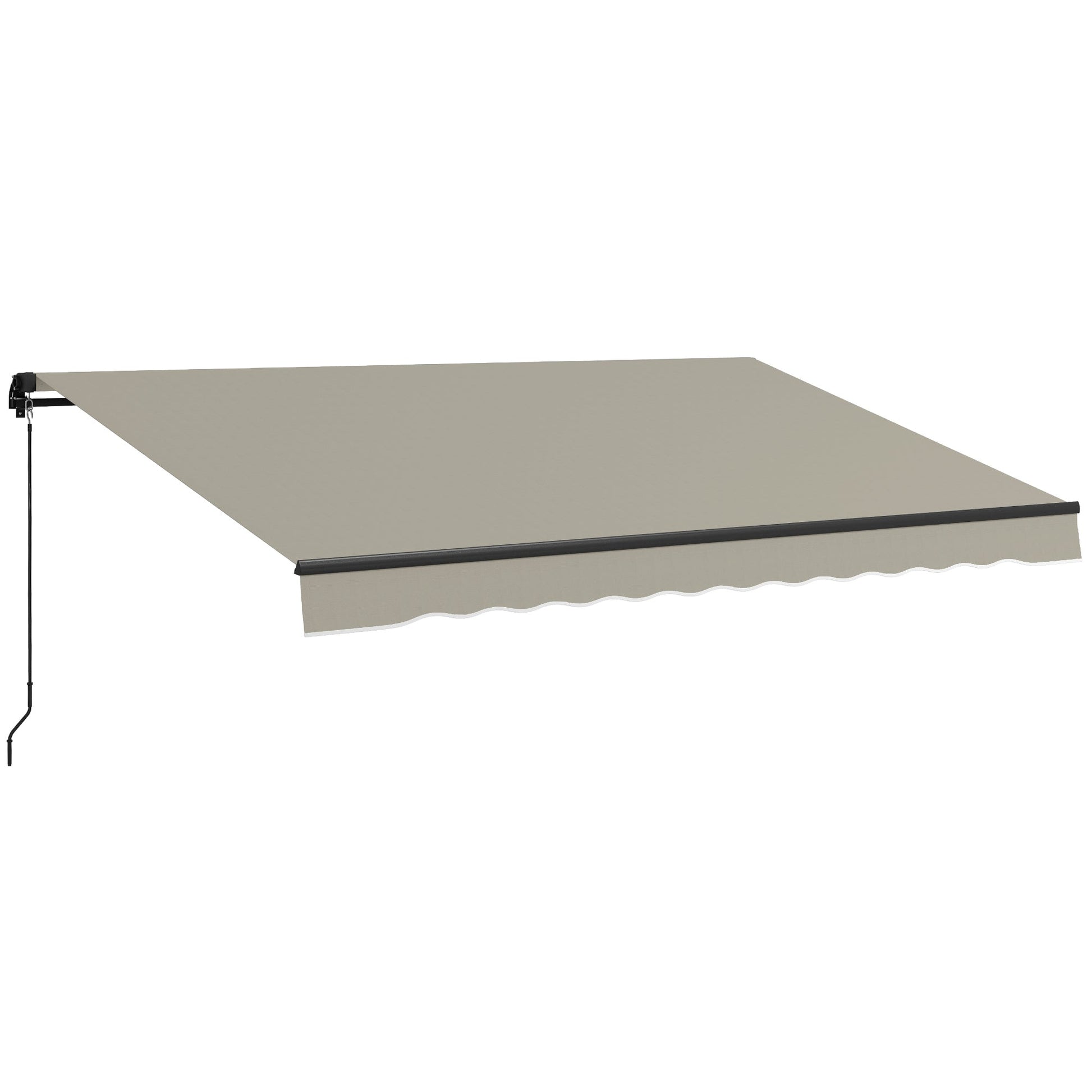  13' x 10' Retractable Awning, Patio Awning Sunshade Shelter with Manual Crank Handle, 280gsm UV Resistant Fabric and Aluminum Frame, for Balcony, Yard, Light Grey