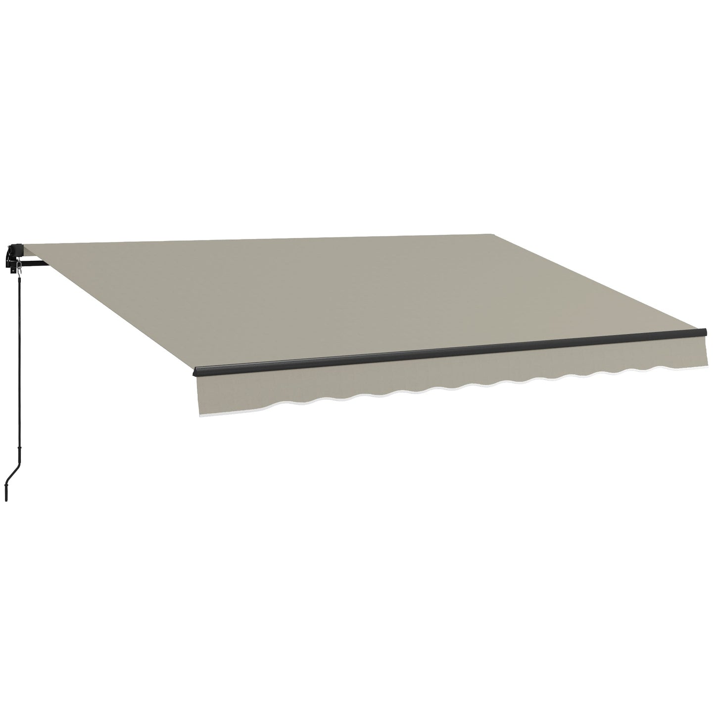  13' x 10' Retractable Awning, Patio Awning Sunshade Shelter with Manual Crank Handle, 280gsm UV Resistant Fabric and Aluminum Frame, for Balcony, Yard, Light Grey