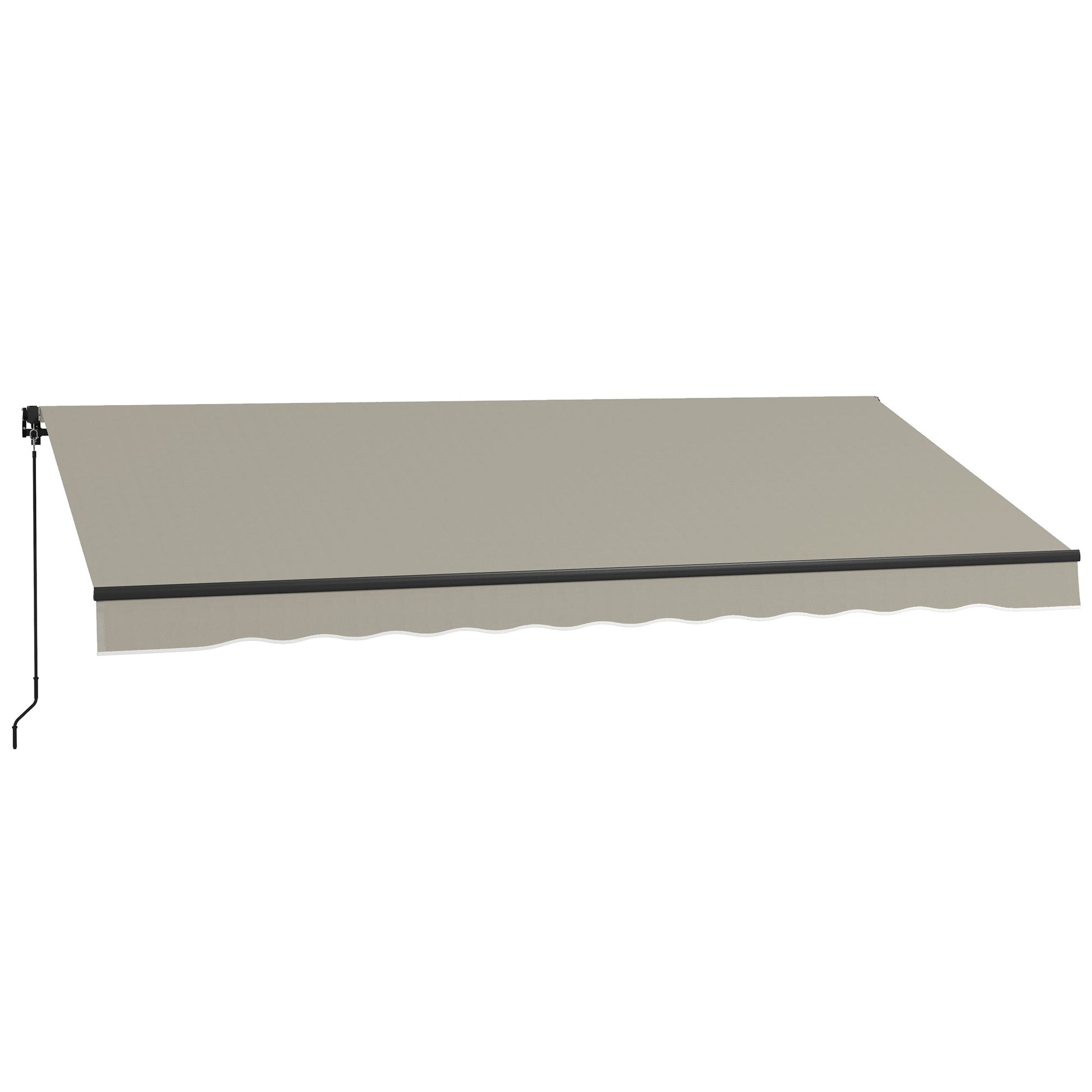  13' x 10' Retractable Awning, Patio Awning Sunshade Shelter with Manual Crank Handle, 280gsm UV Resistant Fabric and Aluminum Frame, for Balcony, Yard, Light Grey