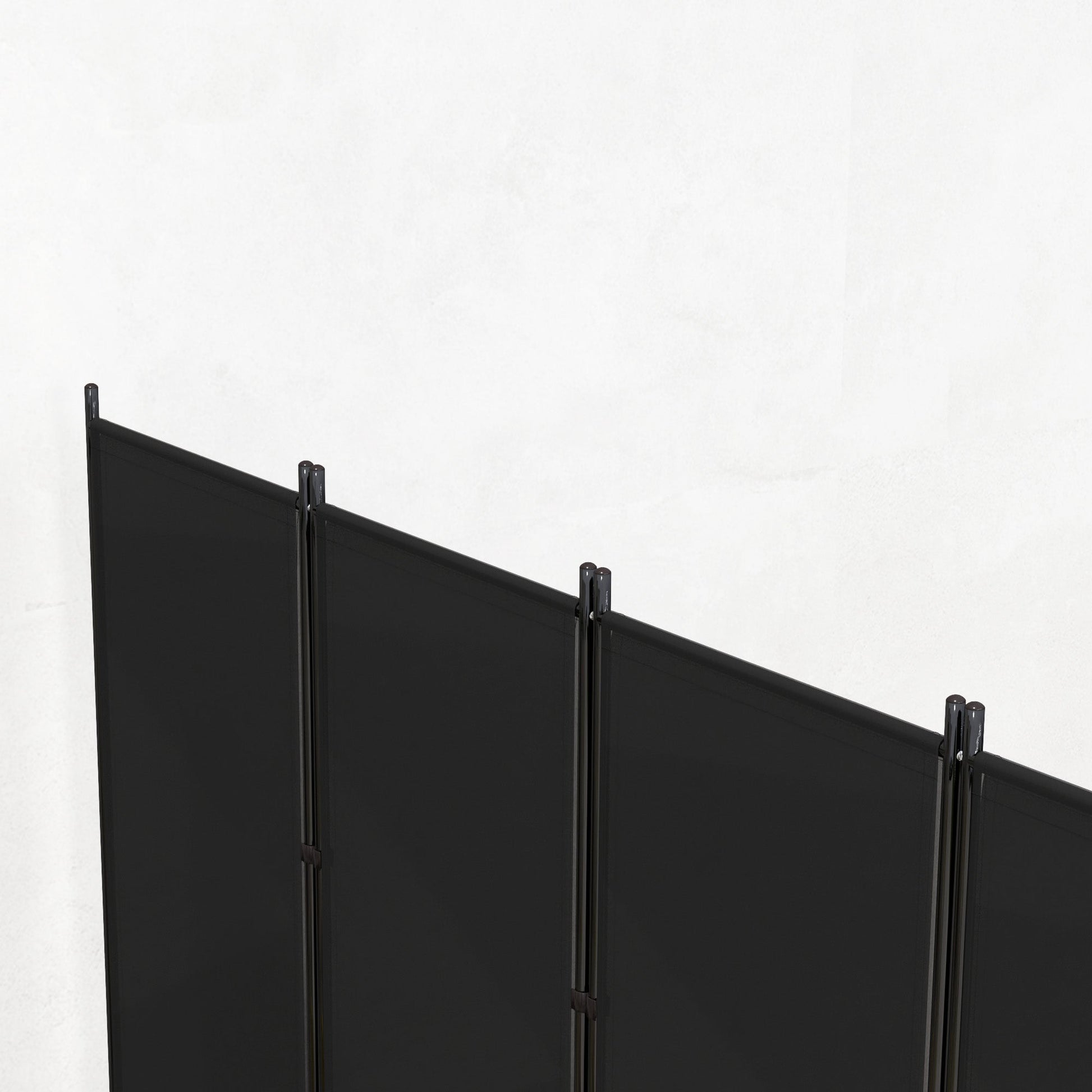 6 Panel Folding Outdoor Privacy Screen, 5.7FT Tall Room Divider with UV30+ Protection, Freestanding Privacy Panel Partition with Stable Base for Indoor Outdoor, Black