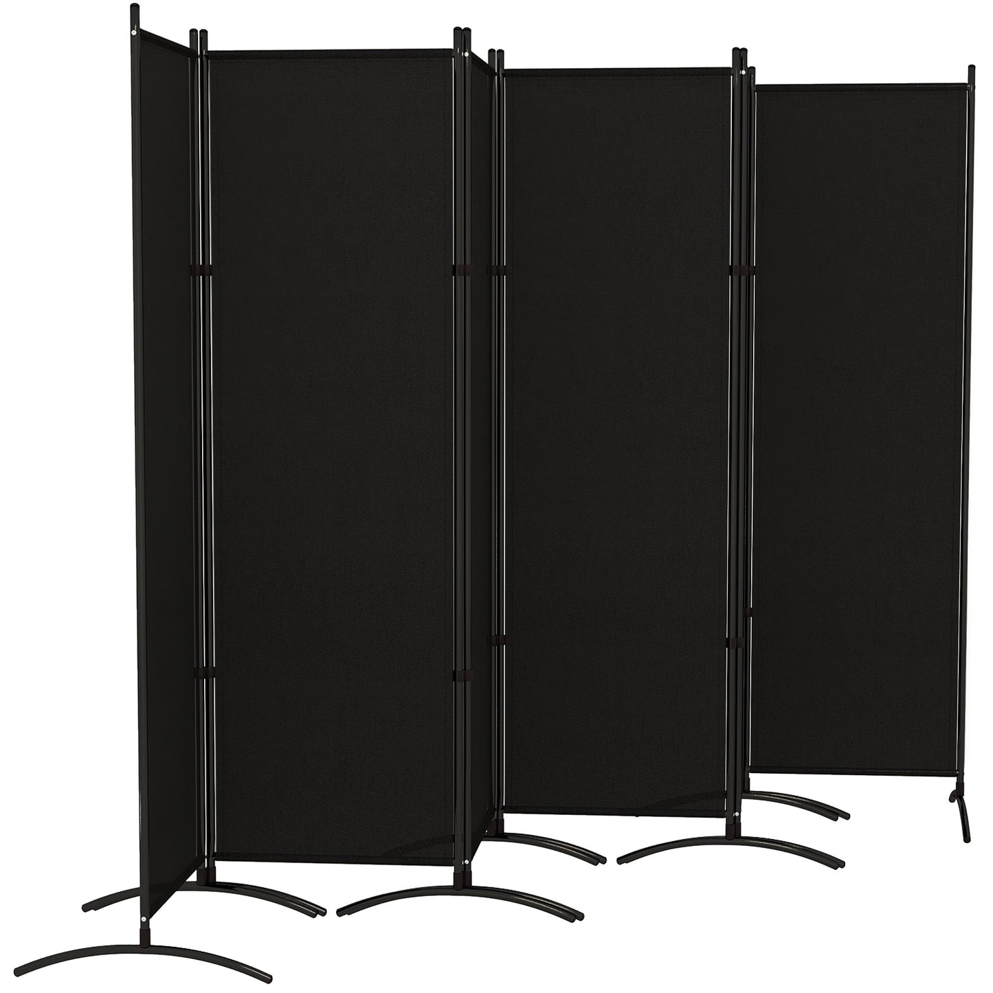 6 Panel Folding Outdoor Privacy Screen, 5.7FT Tall Room Divider with UV30+ Protection, Freestanding Privacy Panel Partition with Stable Base for Indoor Outdoor, Black