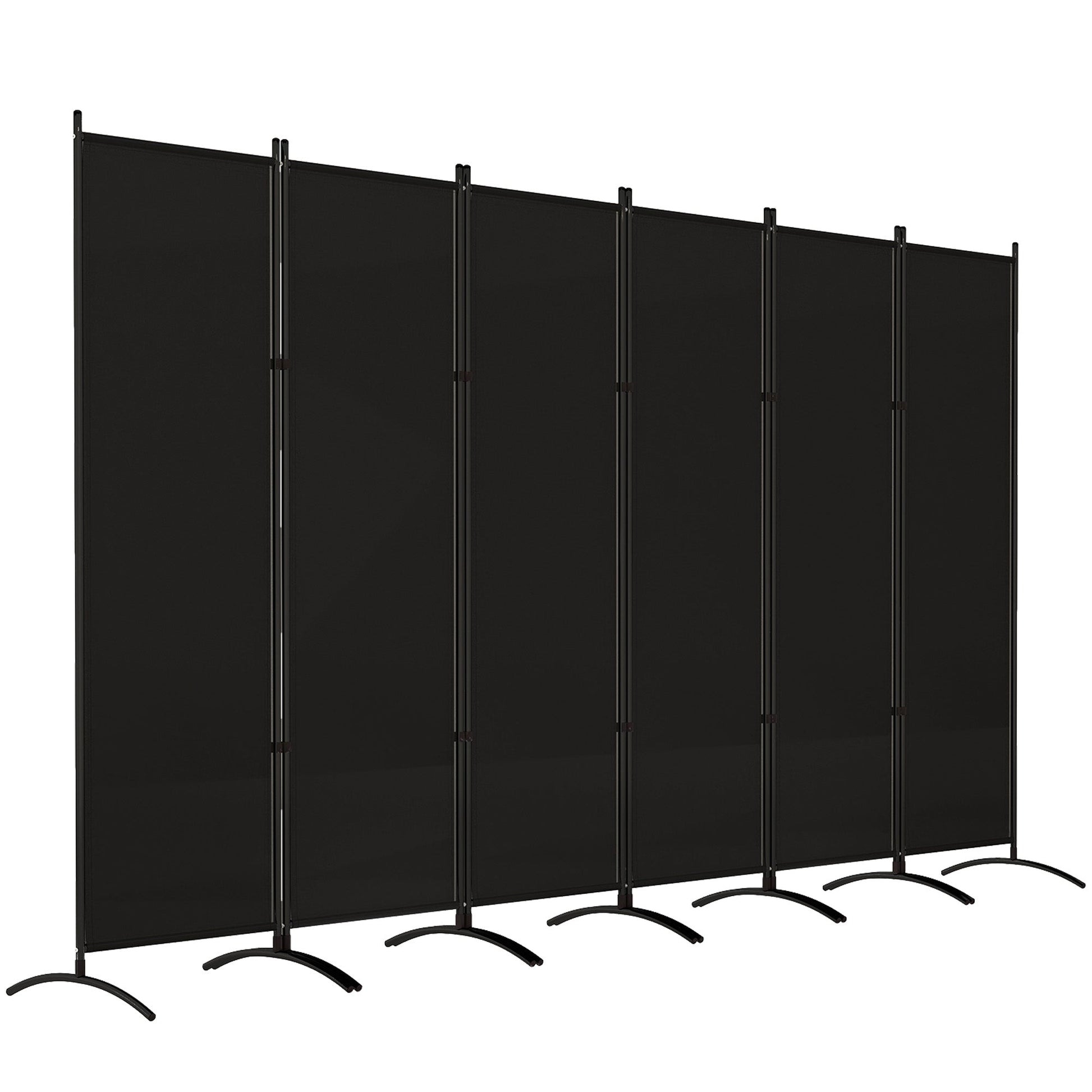 6 Panel Folding Outdoor Privacy Screen, 5.7FT Tall Room Divider with UV30+ Protection, Freestanding Privacy Panel Partition with Stable Base for Indoor Outdoor, Black