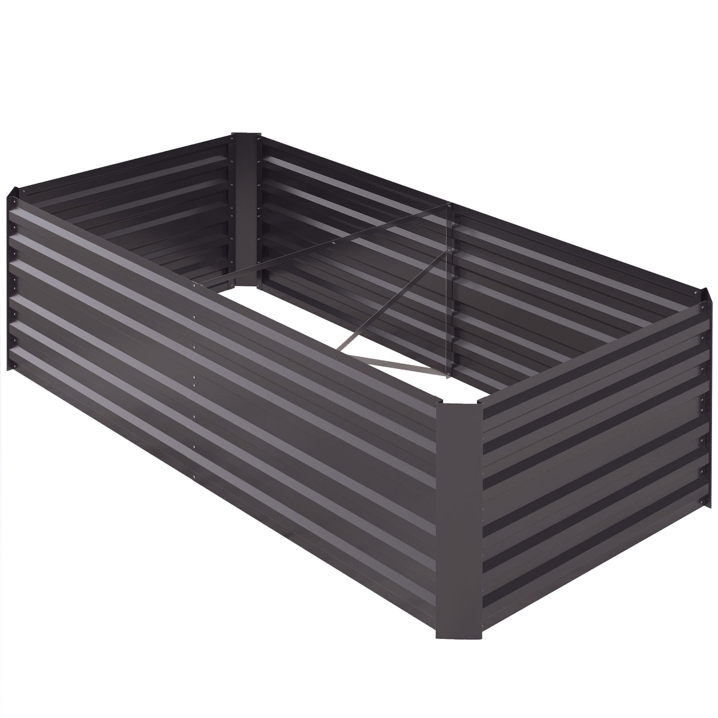 Raised Garden Bed, 6' x 3' x 2' Galvanized Steel Planters for Outdoor Plants with Multi-reinforced Rods for Vegetables, Flowers and Herbs, Dark Grey