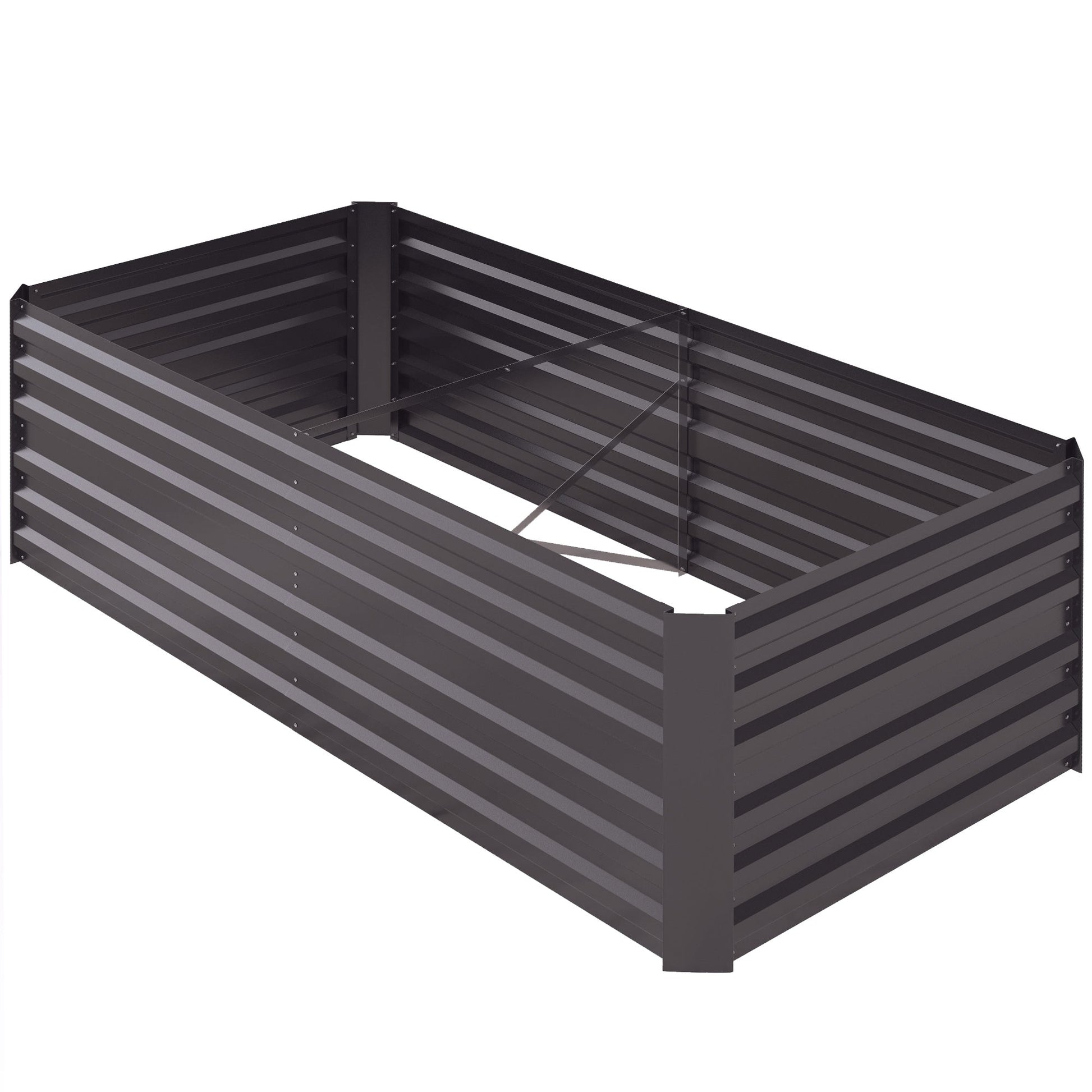 Raised Garden Bed, 6' x 3' x 2' Galvanized Steel Planters for Outdoor Plants with Multi-reinforced Rods for Vegetables, Flowers and Herbs, Dark Grey