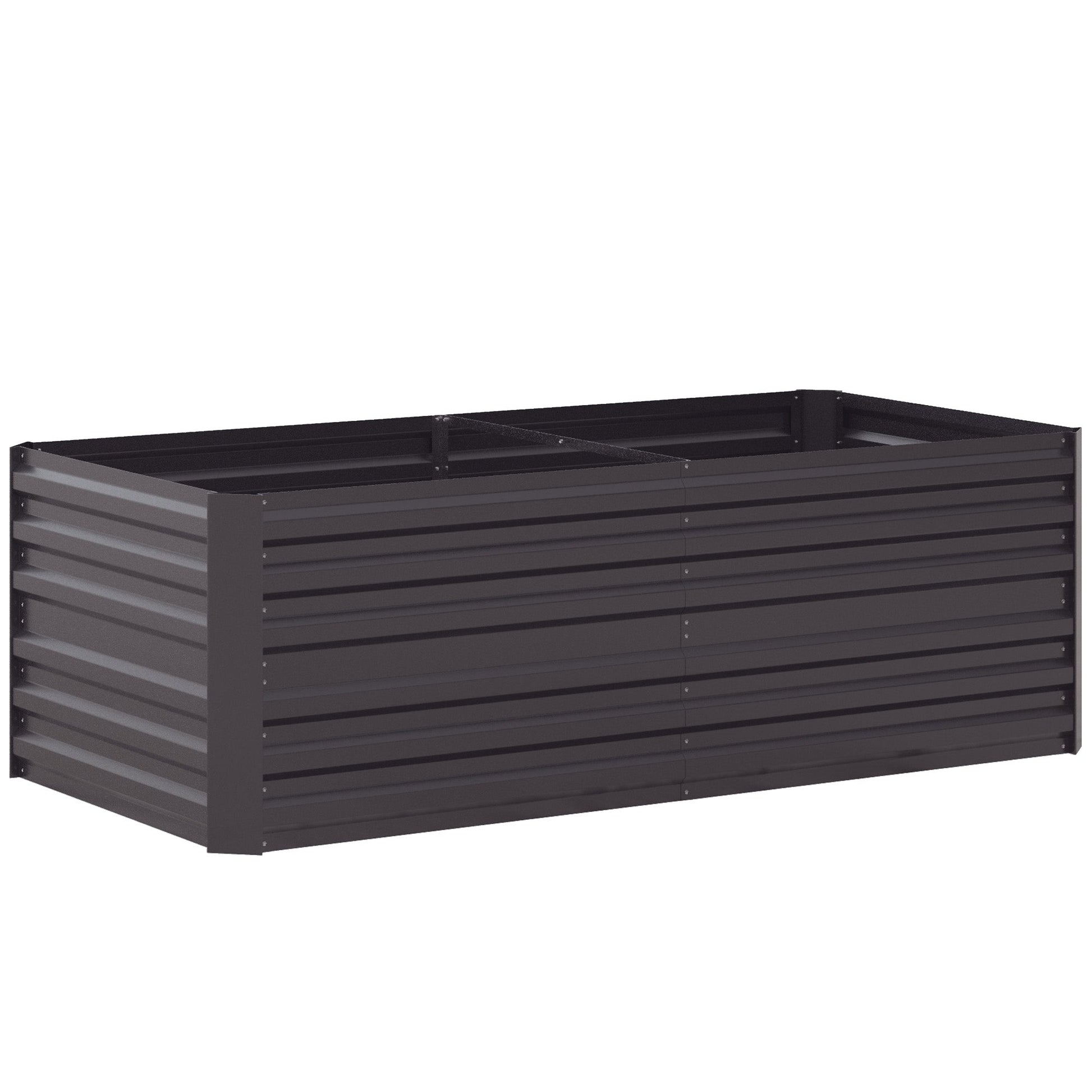 Raised Garden Bed, 6' x 3' x 2' Galvanized Steel Planters for Outdoor Plants with Multi-reinforced Rods for Vegetables, Flowers and Herbs, Dark Grey