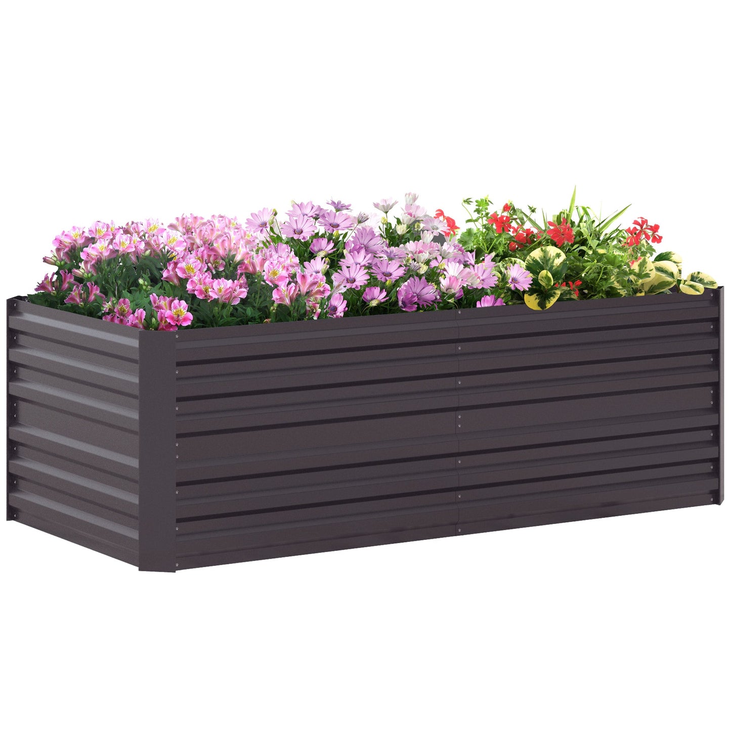 Raised Garden Bed, 6' x 3' x 2' Galvanized Steel Planters for Outdoor Plants with Multi-reinforced Rods for Vegetables, Flowers and Herbs, Dark Grey