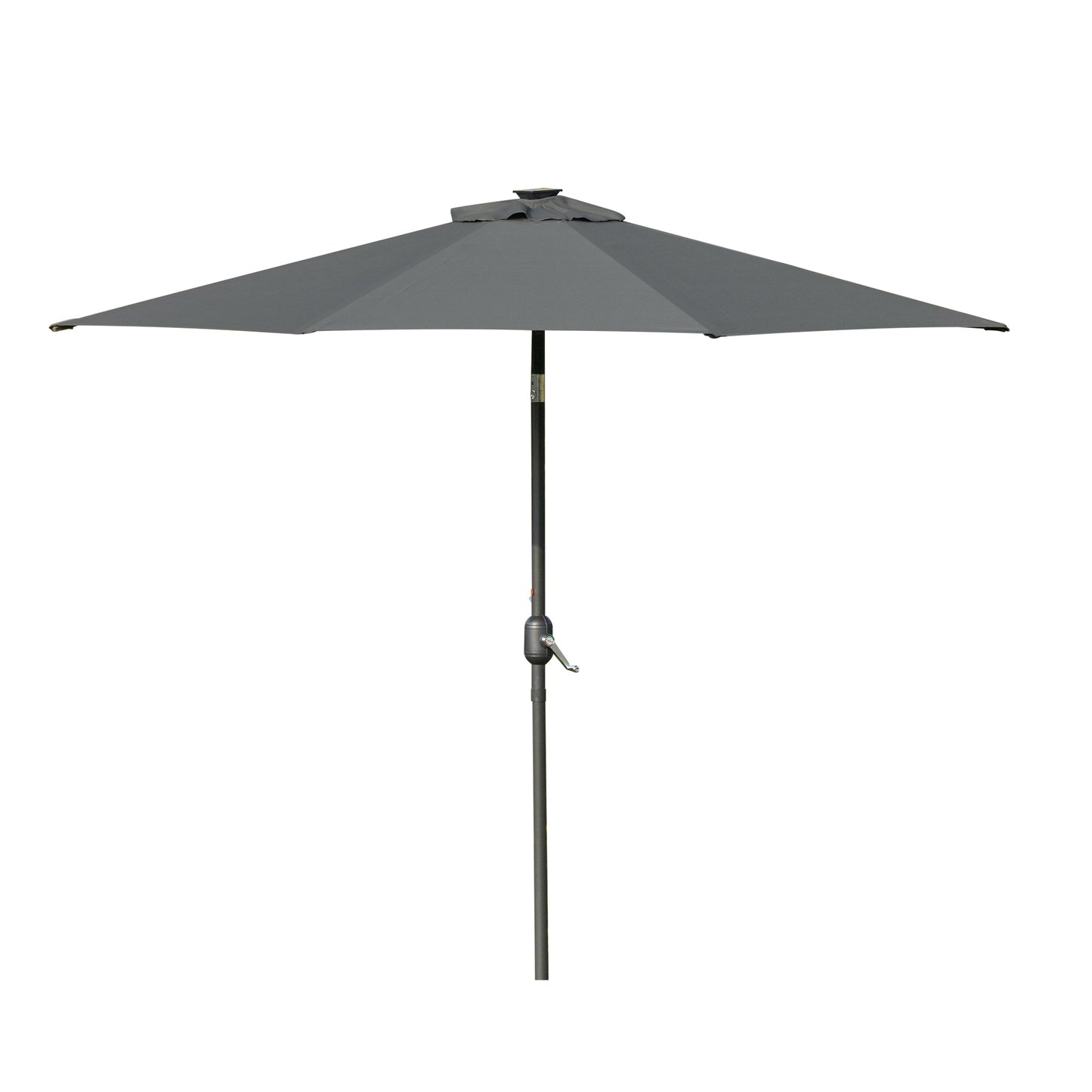 9ft Solar Patio Umbrella Outdoor Sunshade 24 LED Lights Tilt Canopy, Charcoal Grey