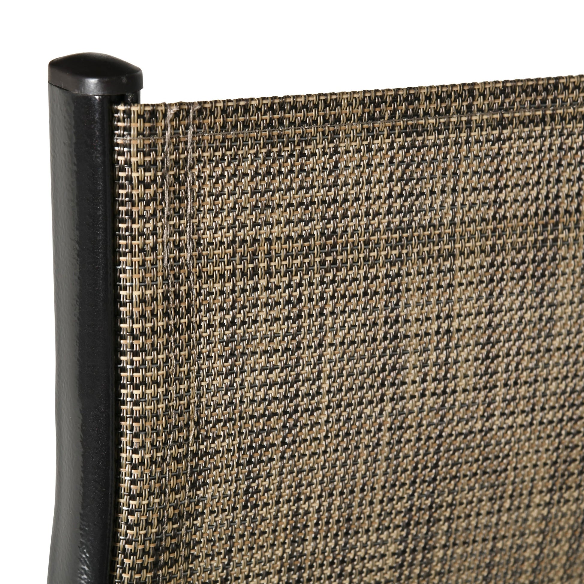 Set of 4 Outdoor Dining Chairs, Heavy Duty Stackable Patio Dining Set with Mesh Seat and Armrests for Balcony Garden, Brown and Black
