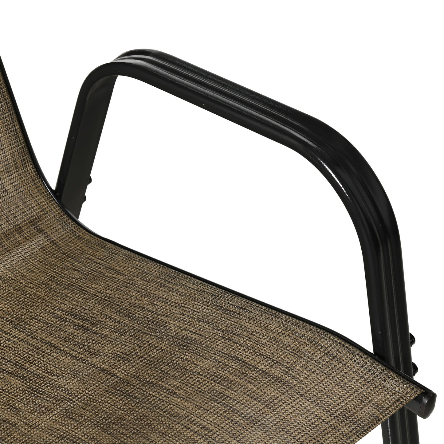 Set of 4 Outdoor Dining Chairs, Heavy Duty Stackable Patio Dining Set with Mesh Seat and Armrests for Balcony Garden, Brown and Black