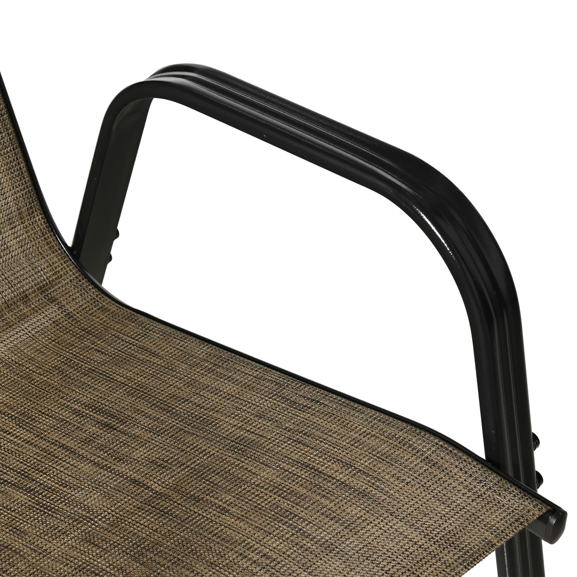 Set of 4 Outdoor Dining Chairs, Heavy Duty Stackable Patio Dining Set with Mesh Seat and Armrests for Balcony Garden, Brown and Black
