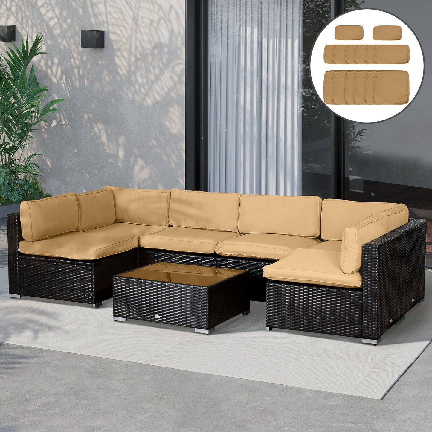 14Pcs Outdoor Cushion Covers, Patio Cushion Covers Replacement for Rattan Sofa Set - No Cushion Included, Light Yellow
