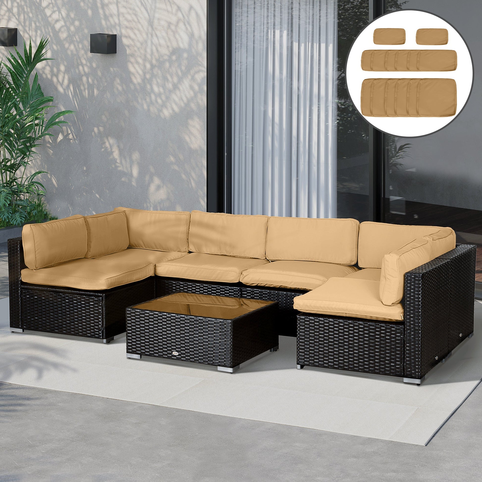 14Pcs Outdoor Cushion Covers, Patio Cushion Covers Replacement for Rattan Sofa Set - No Cushion Included, Light Yellow