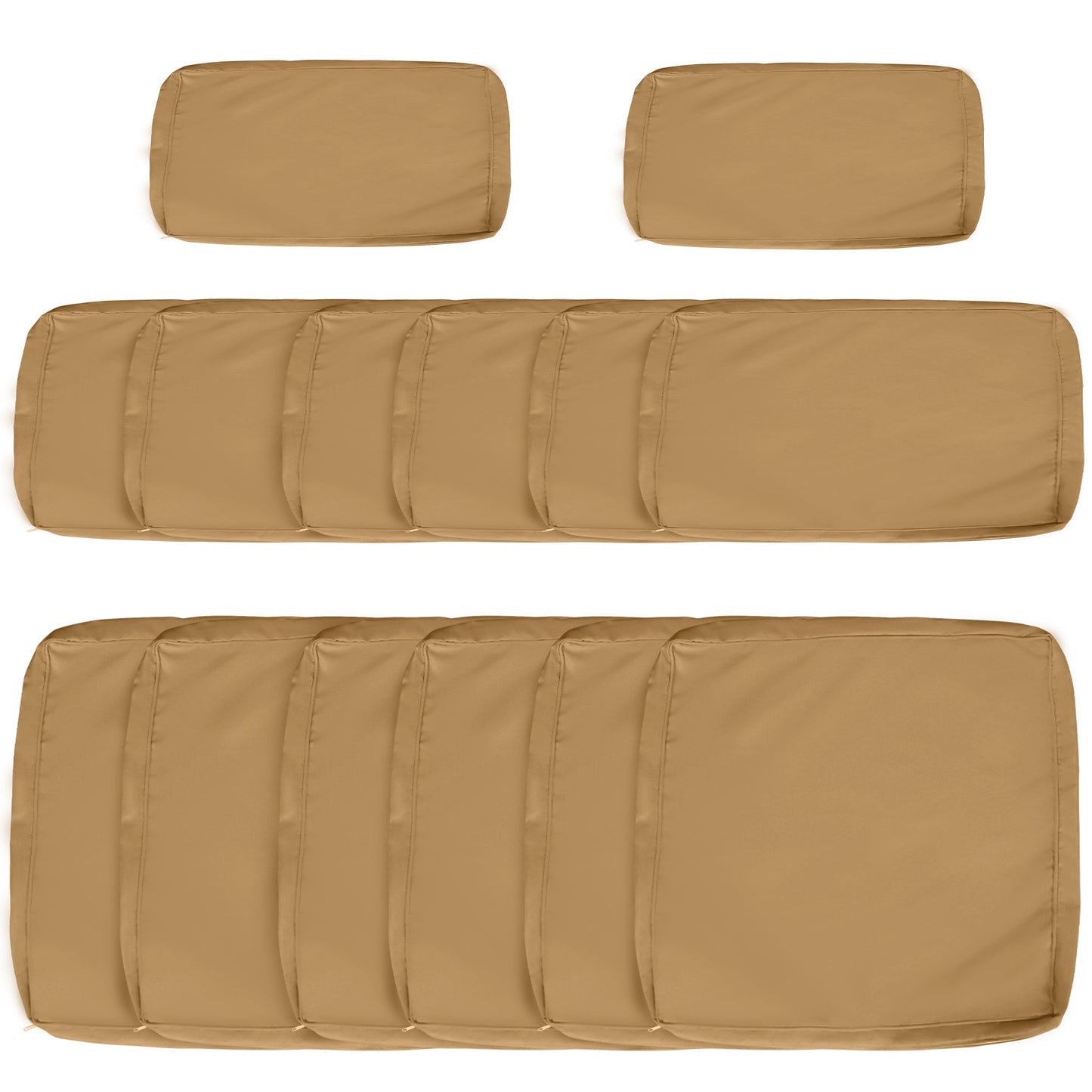 14Pcs Outdoor Cushion Covers, Patio Cushion Covers Replacement for Rattan Sofa Set - No Cushion Included, Light Yellow