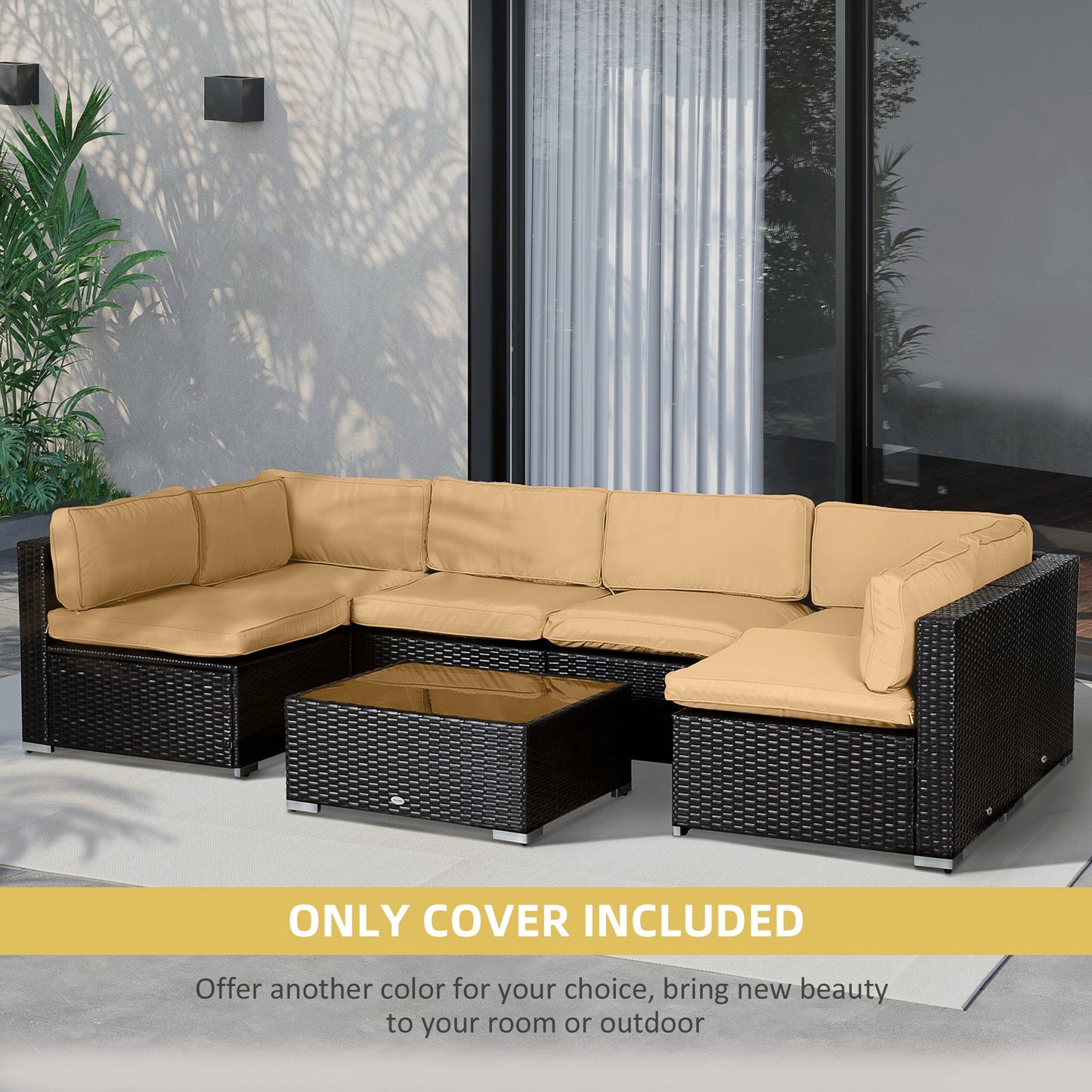 14Pcs Outdoor Cushion Covers, Patio Cushion Covers Replacement for Rattan Sofa Set - No Cushion Included, Light Yellow