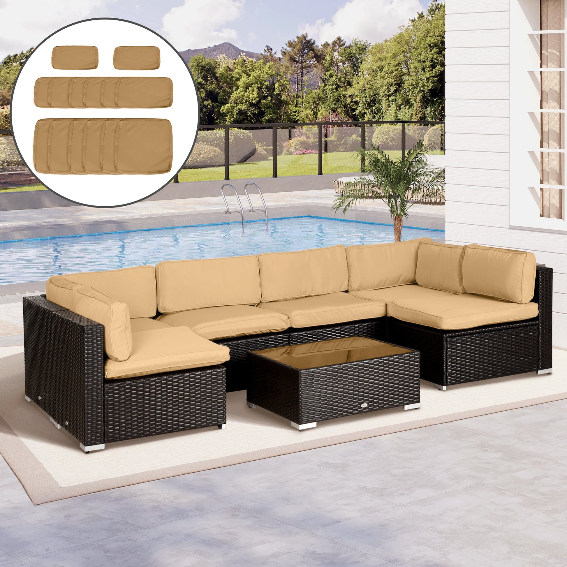 14Pcs Outdoor Cushion Covers, Patio Cushion Covers Replacement for Rattan Sofa Set - No Cushion Included, Light Yellow