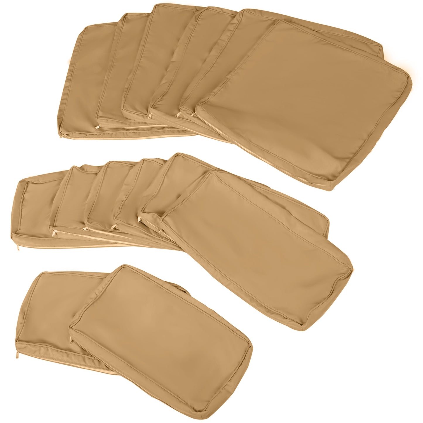 14Pcs Outdoor Cushion Covers, Patio Cushion Covers Replacement for Rattan Sofa Set - No Cushion Included, Light Yellow