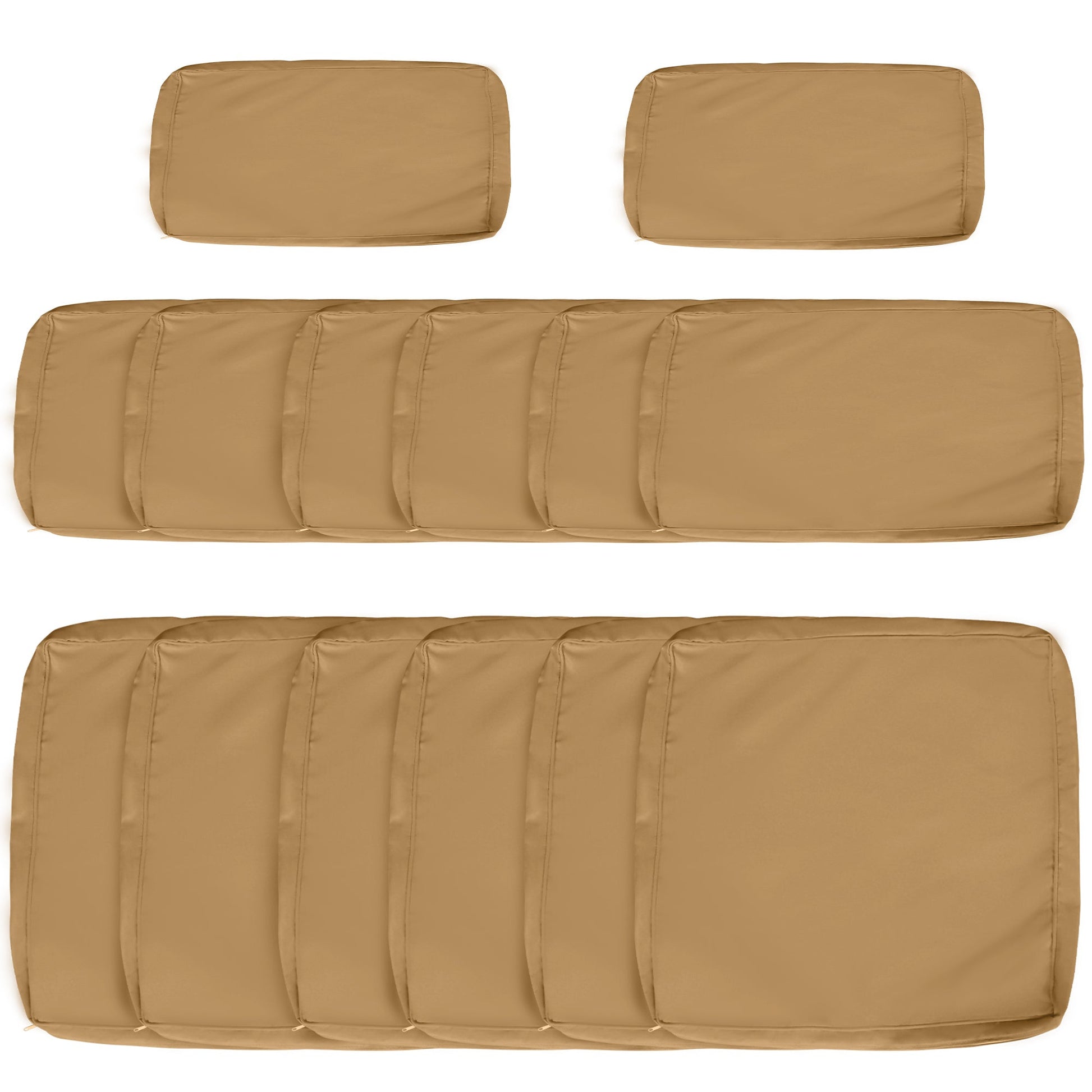 14Pcs Outdoor Cushion Covers, Patio Cushion Covers Replacement for Rattan Sofa Set - No Cushion Included, Light Yellow