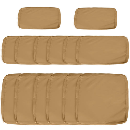 14Pcs Outdoor Cushion Covers, Patio Cushion Covers Replacement for Rattan Sofa Set - No Cushion Included, Light Yellow