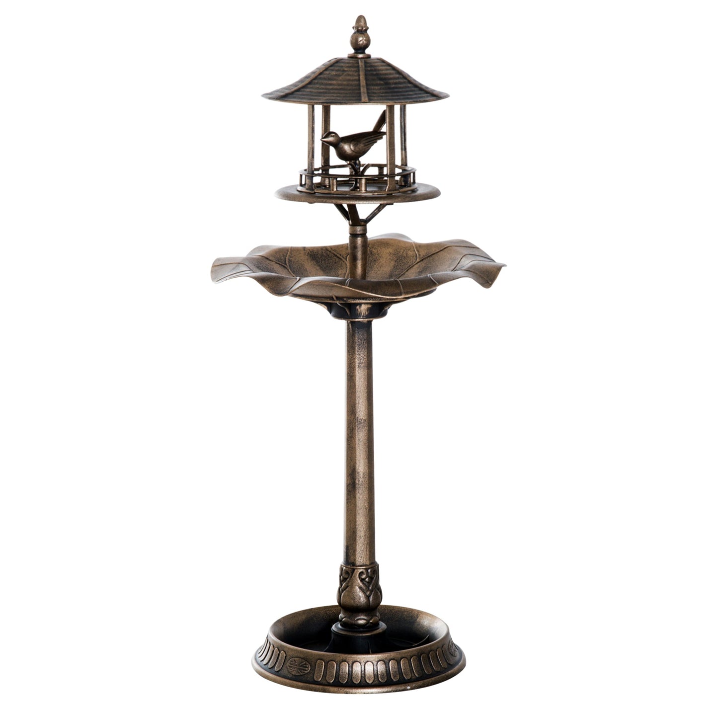 3-in-1 Garden Bird Bath Bowl Pedastal with Bird Feeder, Large Water Basin, & Underneath Flower Planter