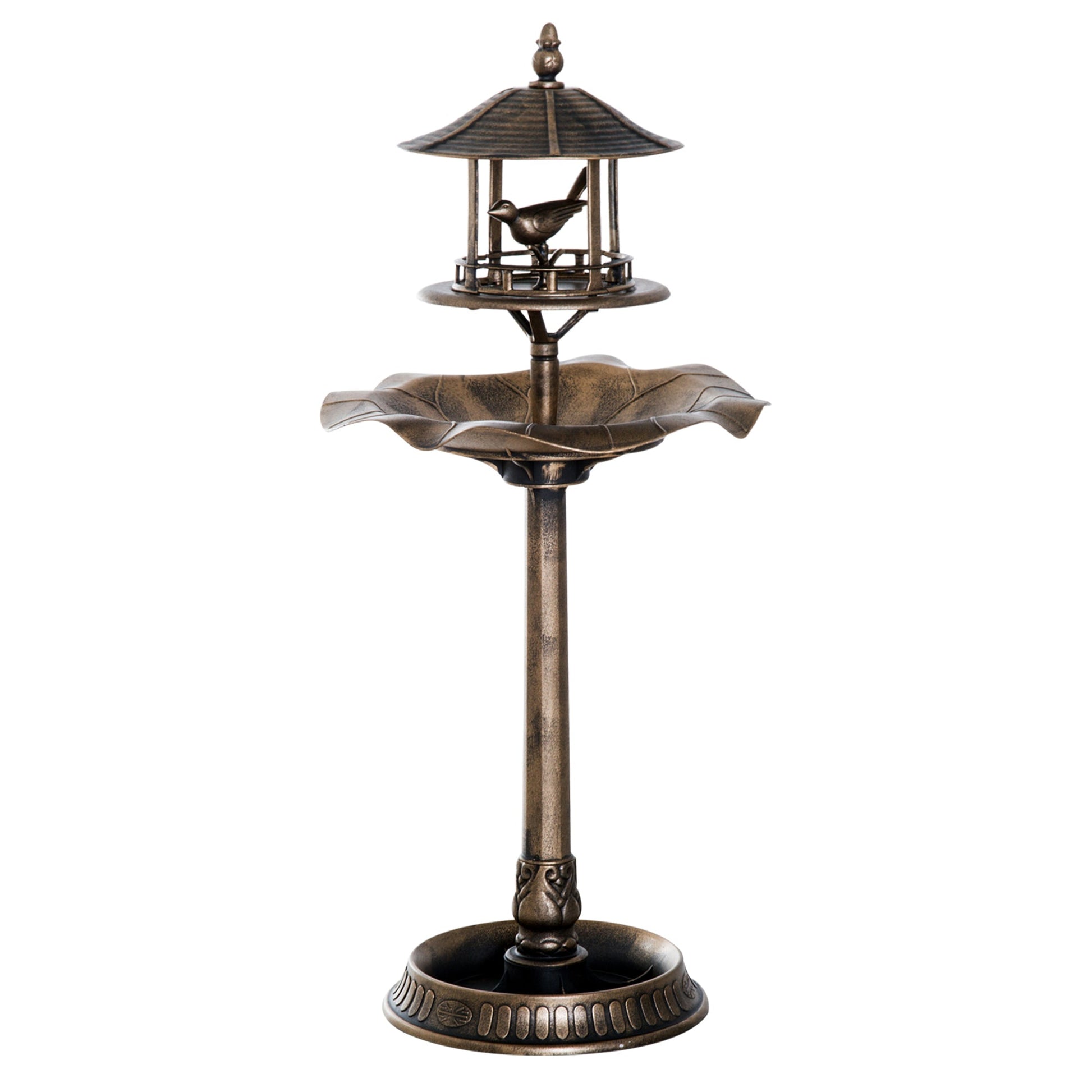 3-in-1 Garden Bird Bath Bowl Pedastal with Bird Feeder, Large Water Basin, & Underneath Flower Planter
