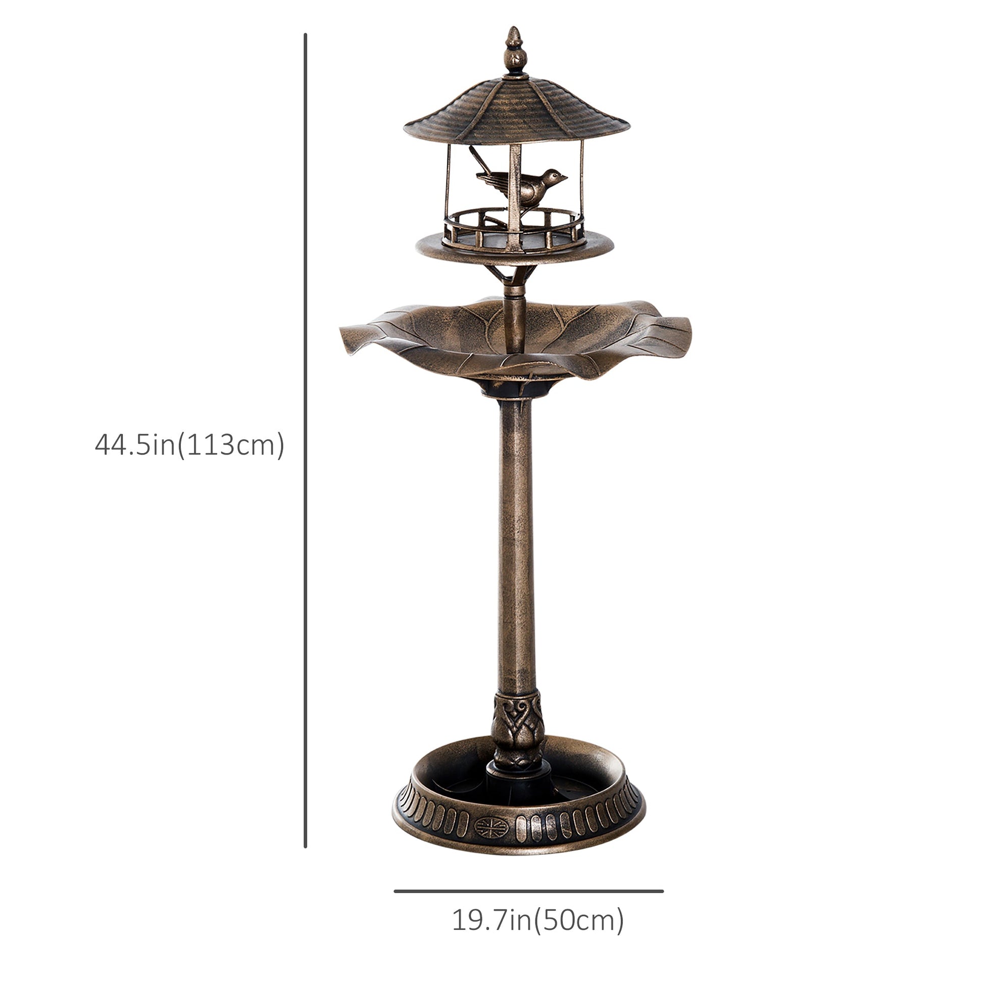 3-in-1 Garden Bird Bath Bowl Pedastal with Bird Feeder, Large Water Basin, & Underneath Flower Planter