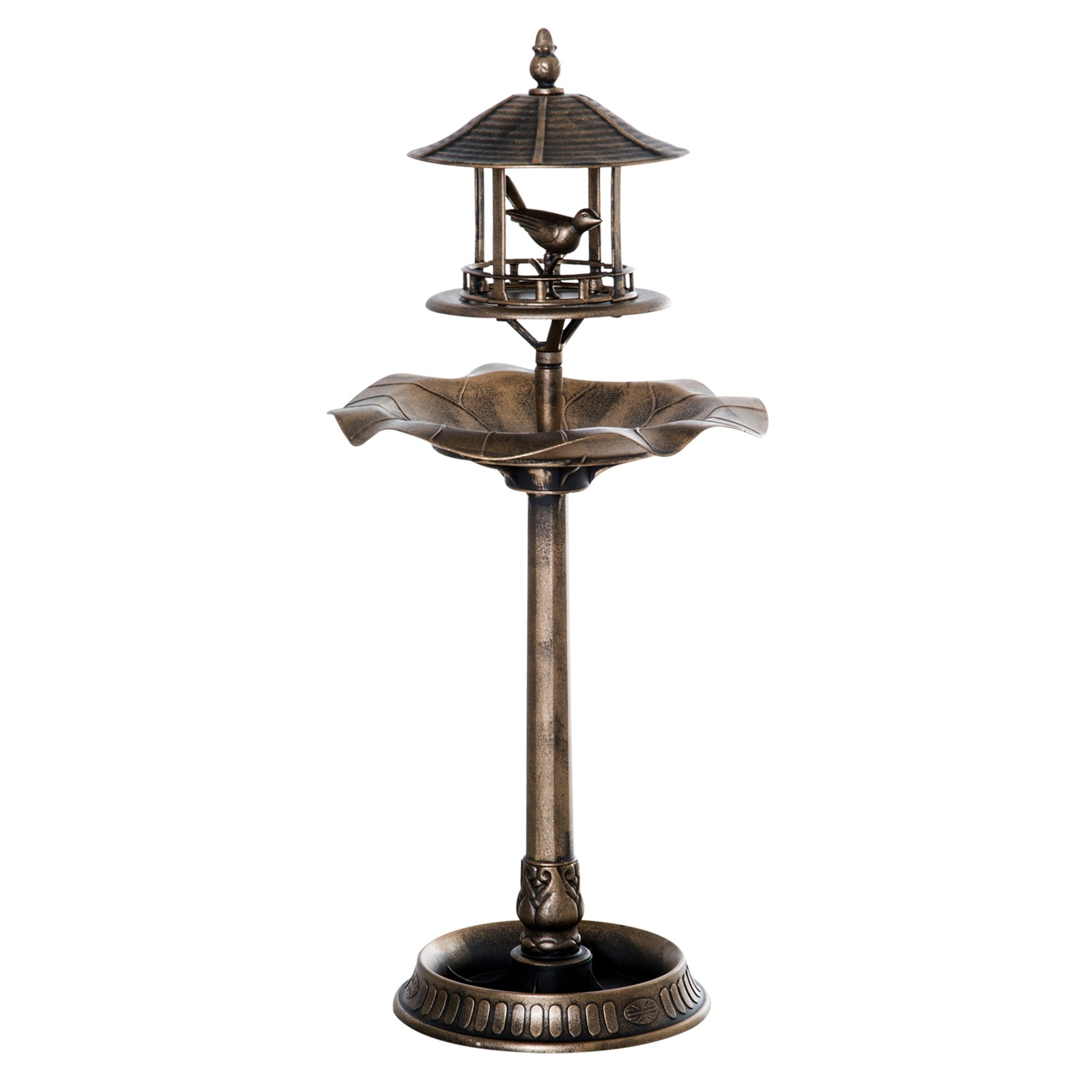 3-in-1 Garden Bird Bath Bowl Pedastal with Bird Feeder, Large Water Basin, & Underneath Flower Planter