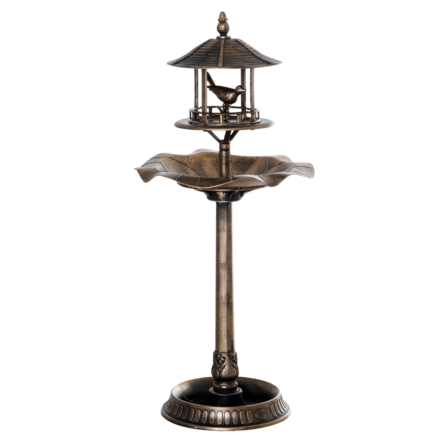 3-in-1 Garden Bird Bath Bowl Pedastal with Bird Feeder, Large Water Basin, & Underneath Flower Planter
