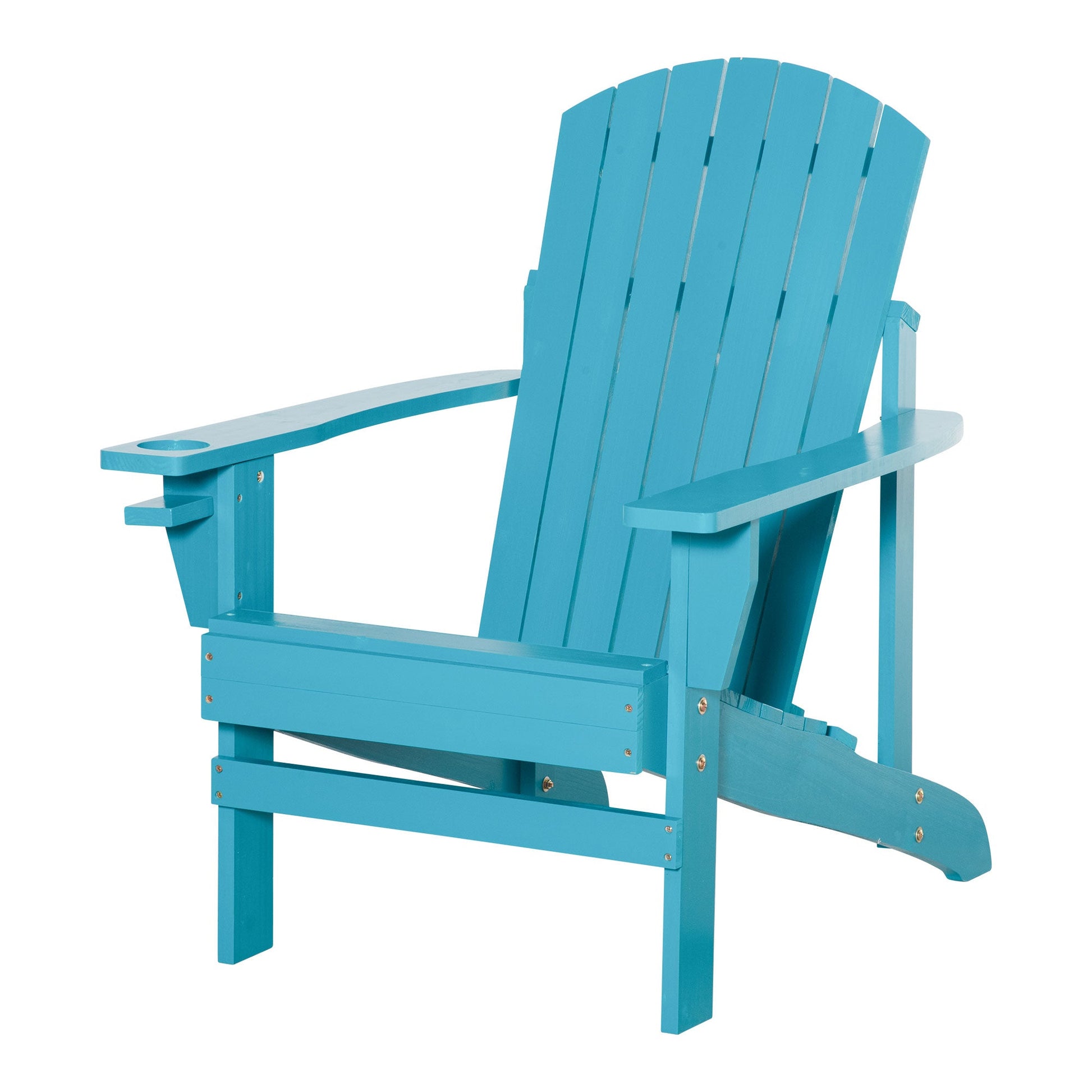 Classic Adirondack Chair Muskoka Chair, Garden Deck Chair with Cup Holder for Patio, Indoor, Backyard, Turquoise