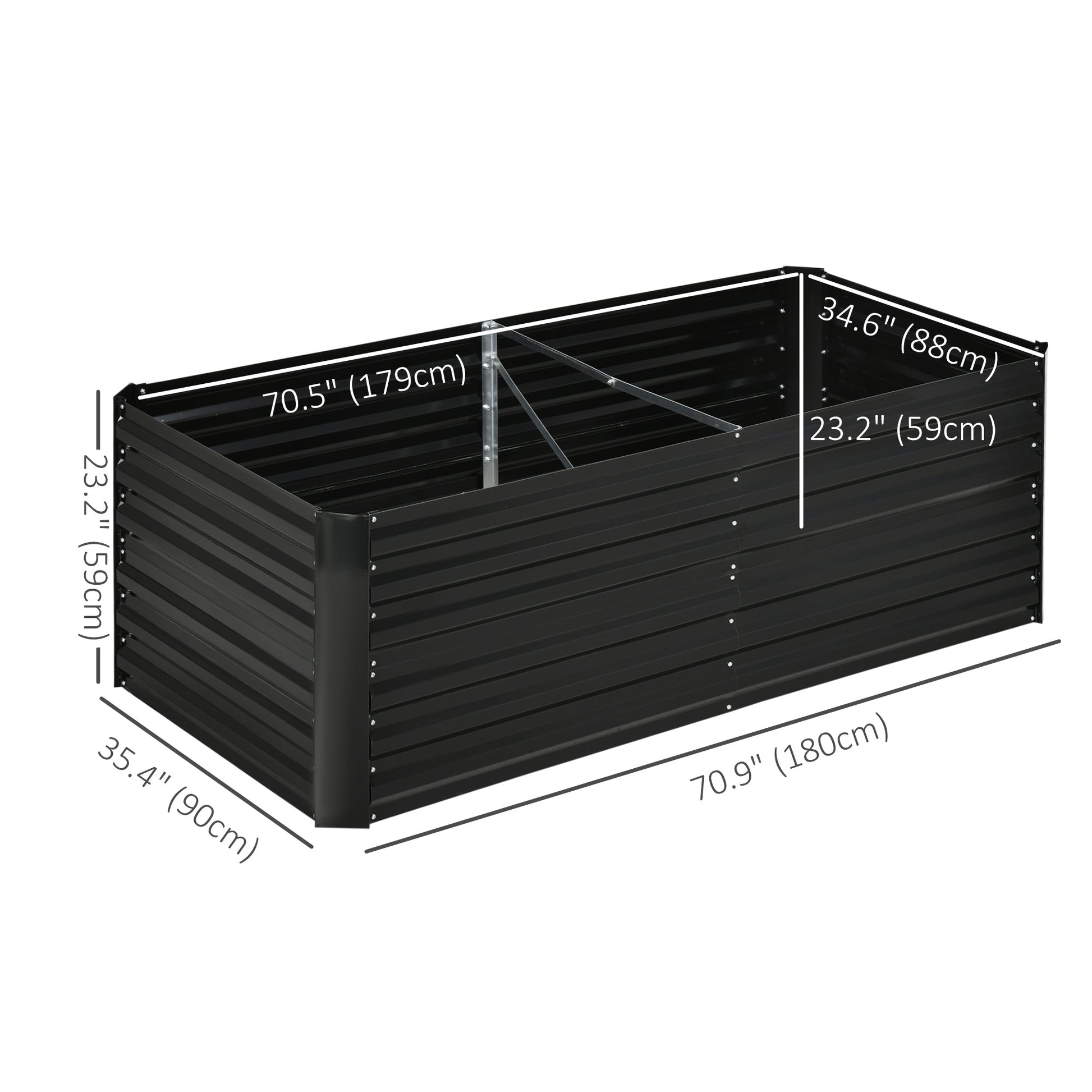 Raised Garden Bed, 6' x 3' x 2' Galvanized Steel Planters for Outdoor Plants with Multi-reinforced Rods for Vegetables, Flowers and Herbs, Black
