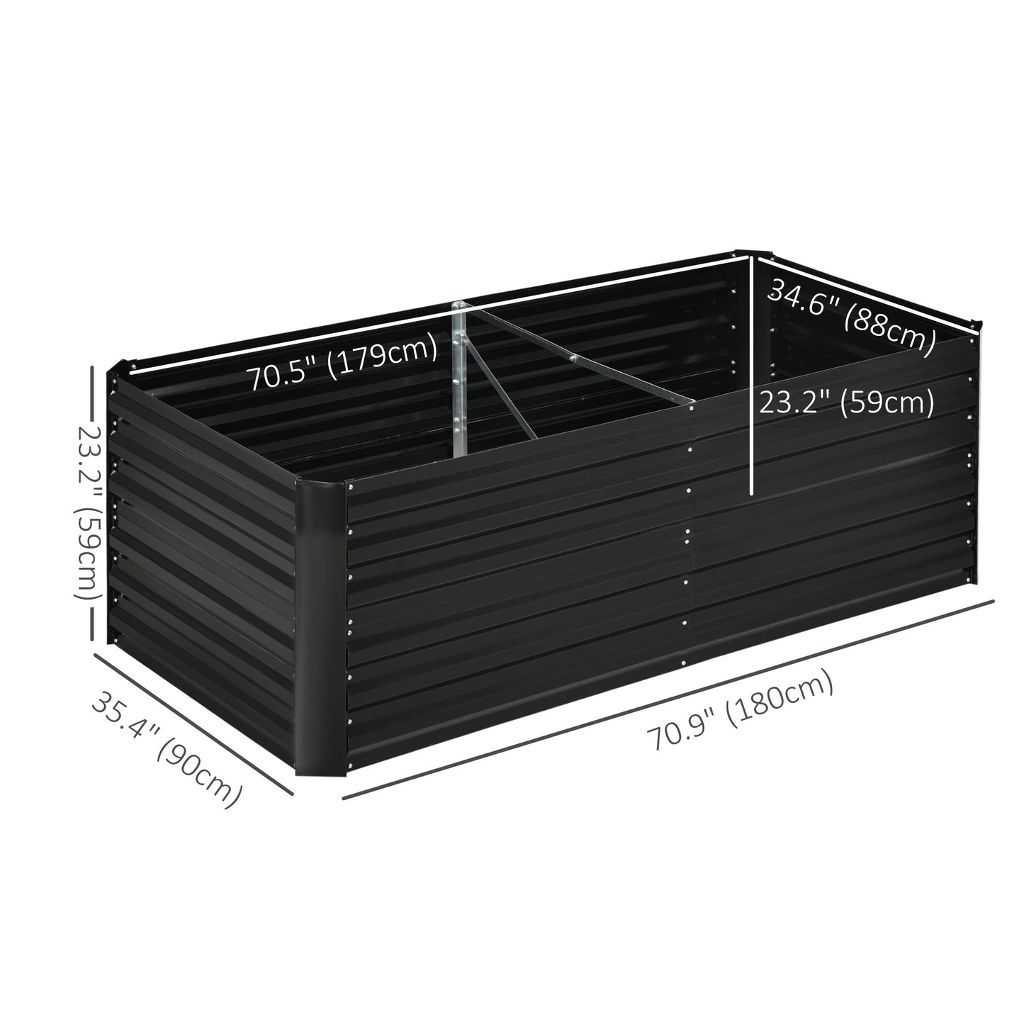 Raised Garden Bed, 6' x 3' x 2' Galvanized Steel Planters for Outdoor Plants with Multi-reinforced Rods for Vegetables, Flowers and Herbs, Black