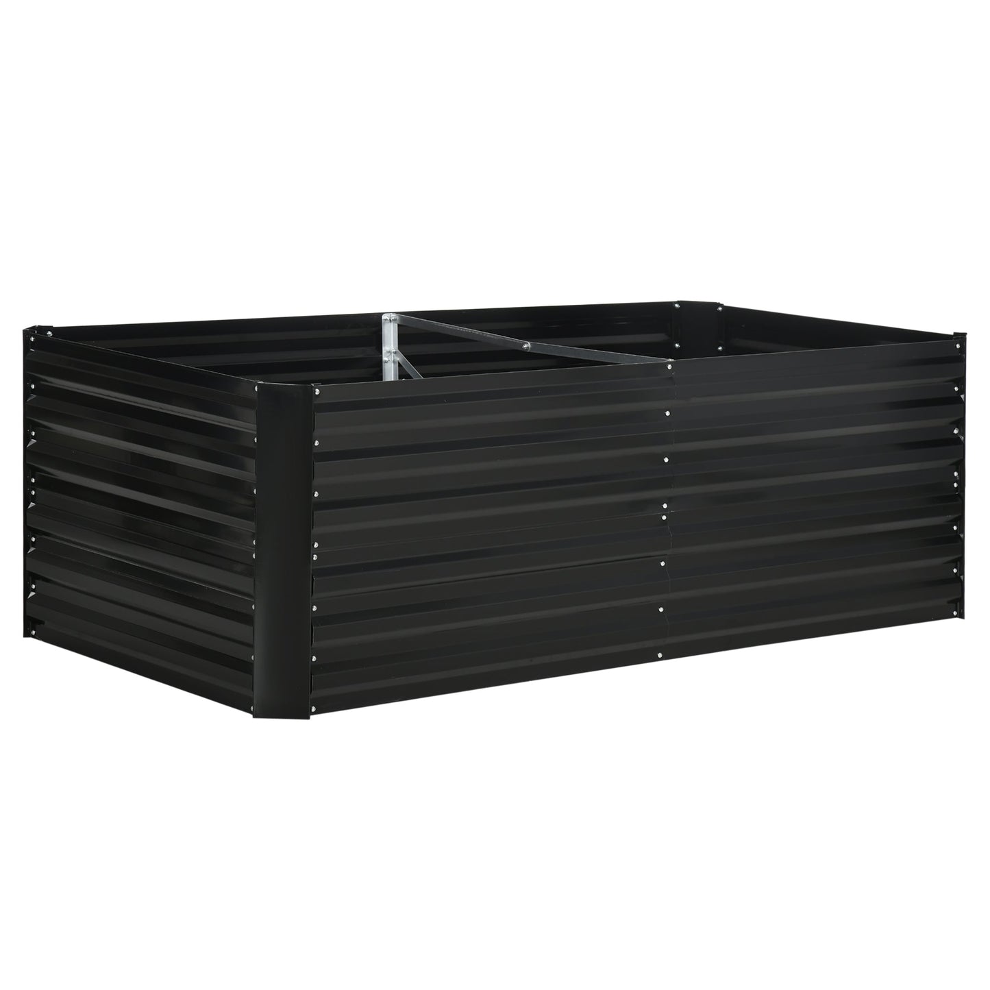Raised Garden Bed, 6' x 3' x 2' Galvanized Steel Planters for Outdoor Plants with Multi-reinforced Rods for Vegetables, Flowers and Herbs, Black