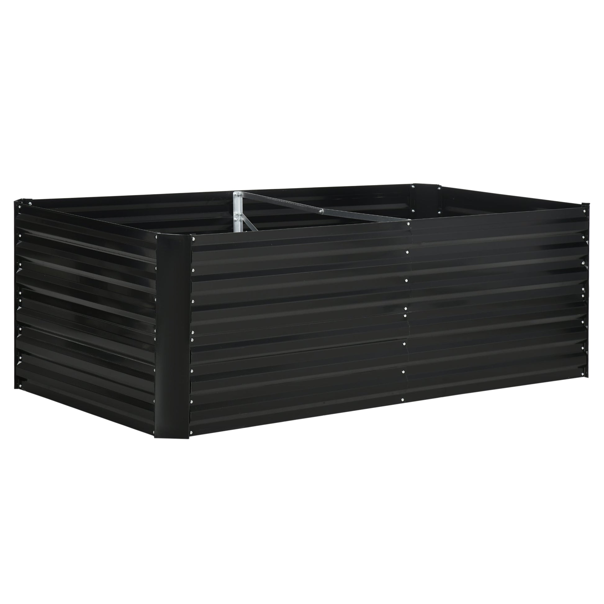 Raised Garden Bed, 6' x 3' x 2' Galvanized Steel Planters for Outdoor Plants with Multi-reinforced Rods for Vegetables, Flowers and Herbs, Black