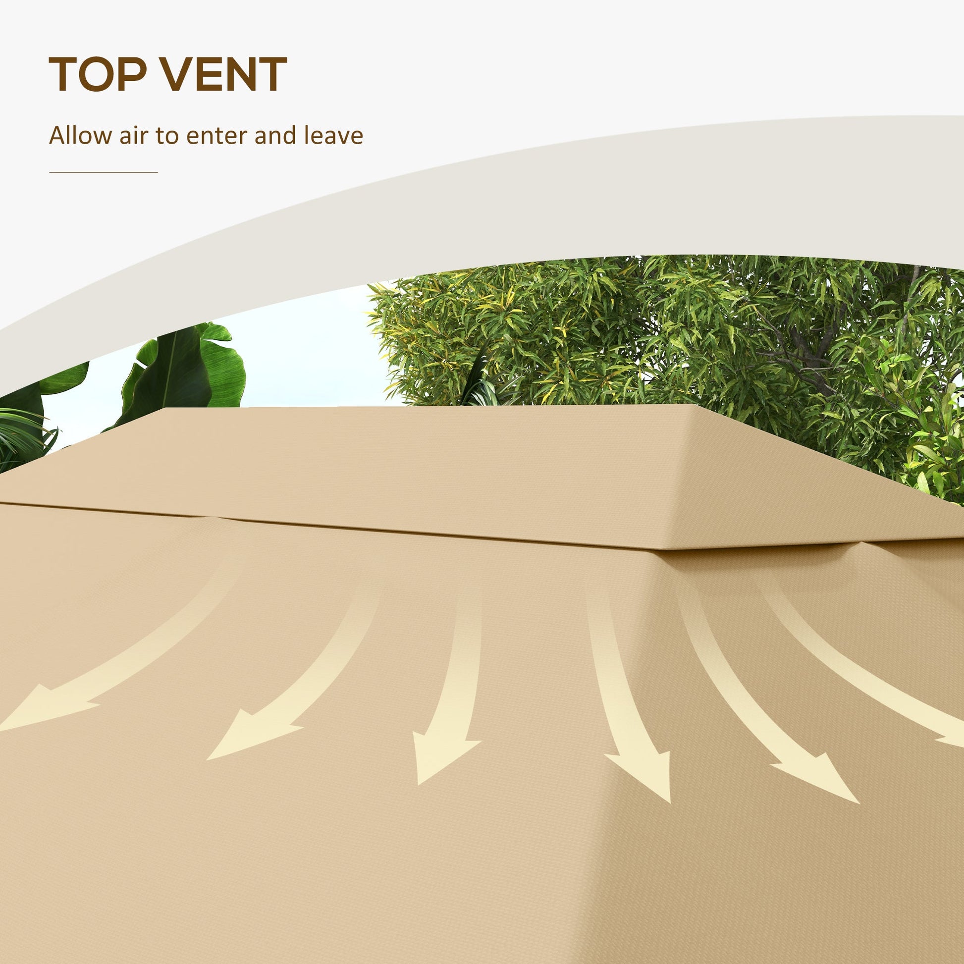 10' x 13' Gazebo Canopy Replacement, Outdoor Gazebo Cover Top Roof Replacement with Vents and Drain Holes, (TOP COVER ONLY), Khaki