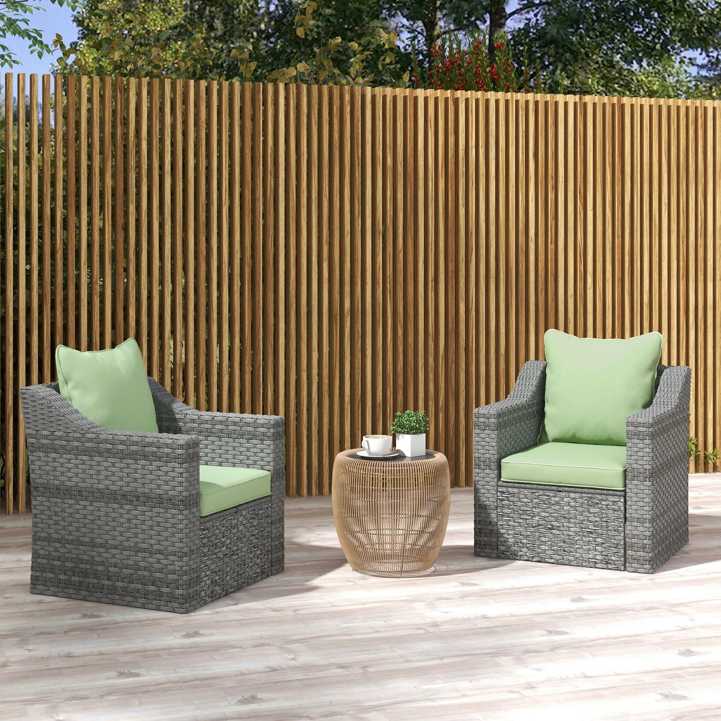 4-Piece Patio Chair Cushions Pillows, Back and Seat Replacement Patio Cushions Set for Indoor Outdoor Garden Furniture, Green